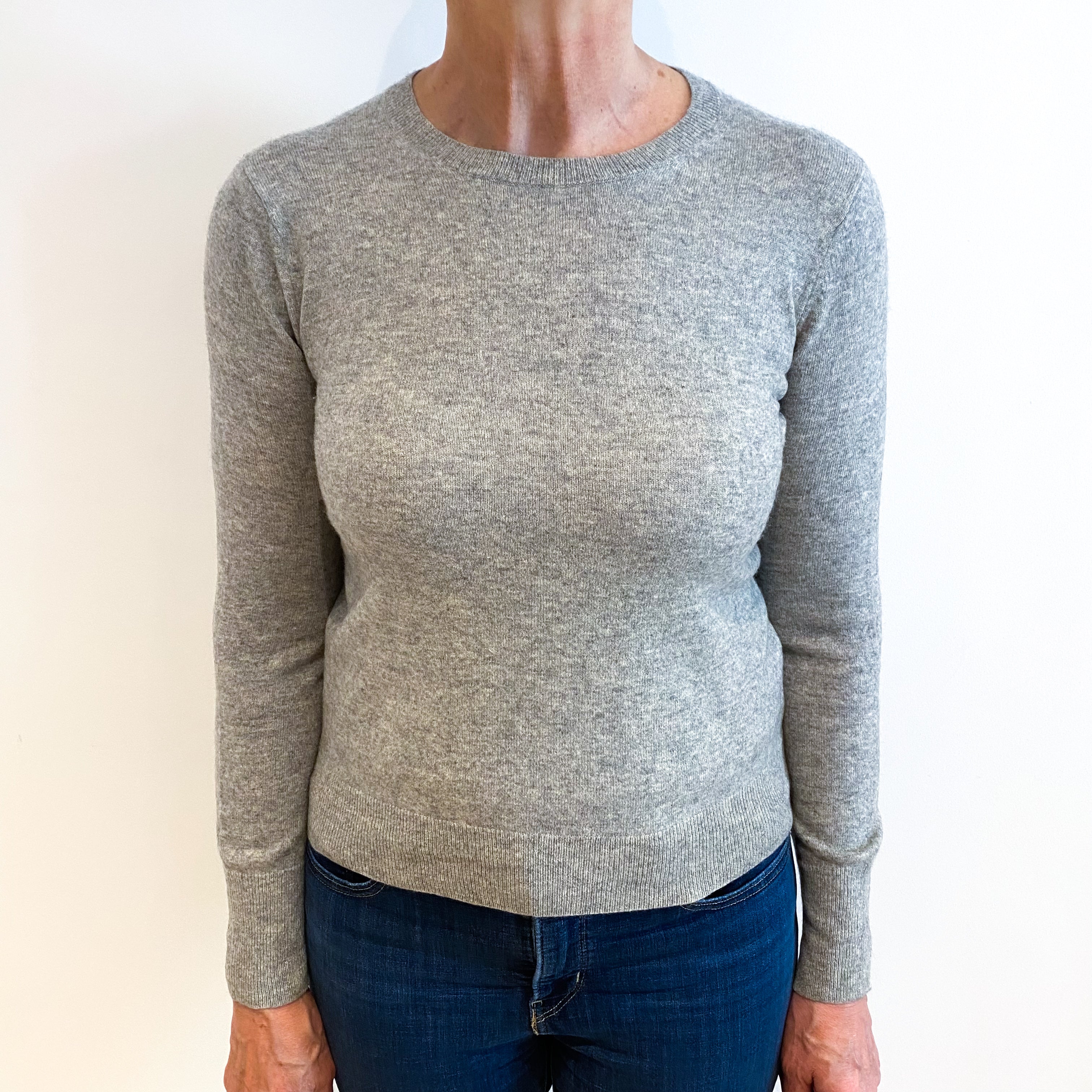 Smoke Grey Cashmere Crew Neck Jumper Medium
