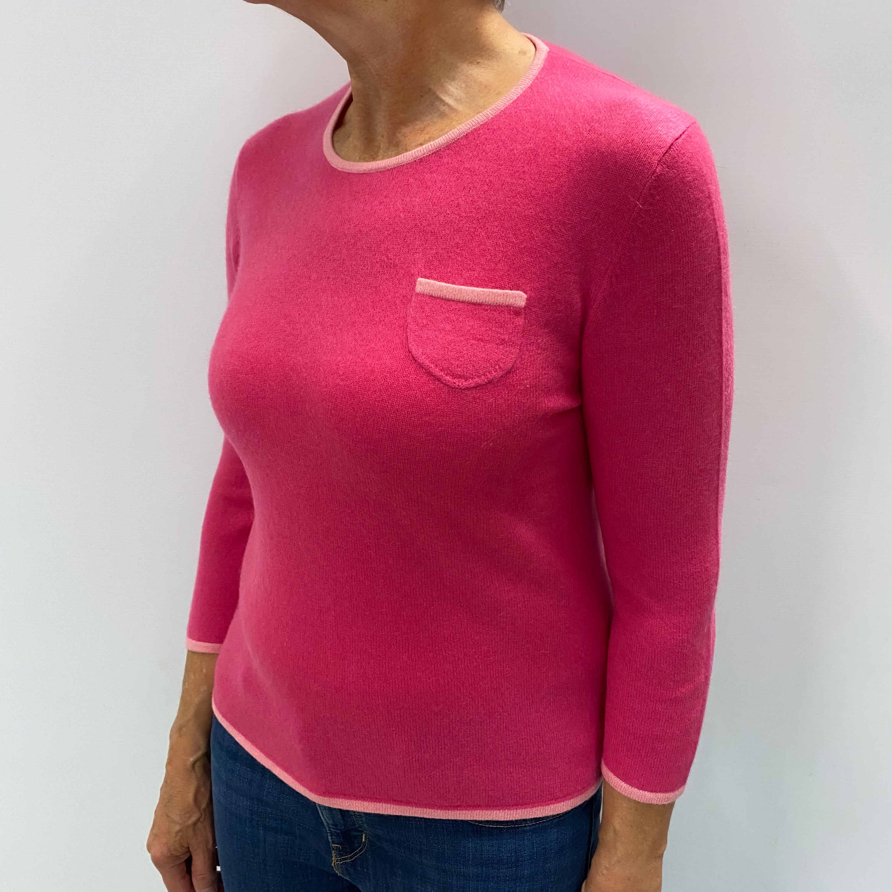 Hot Pink Cashmere Crew Neck Jumper Medium