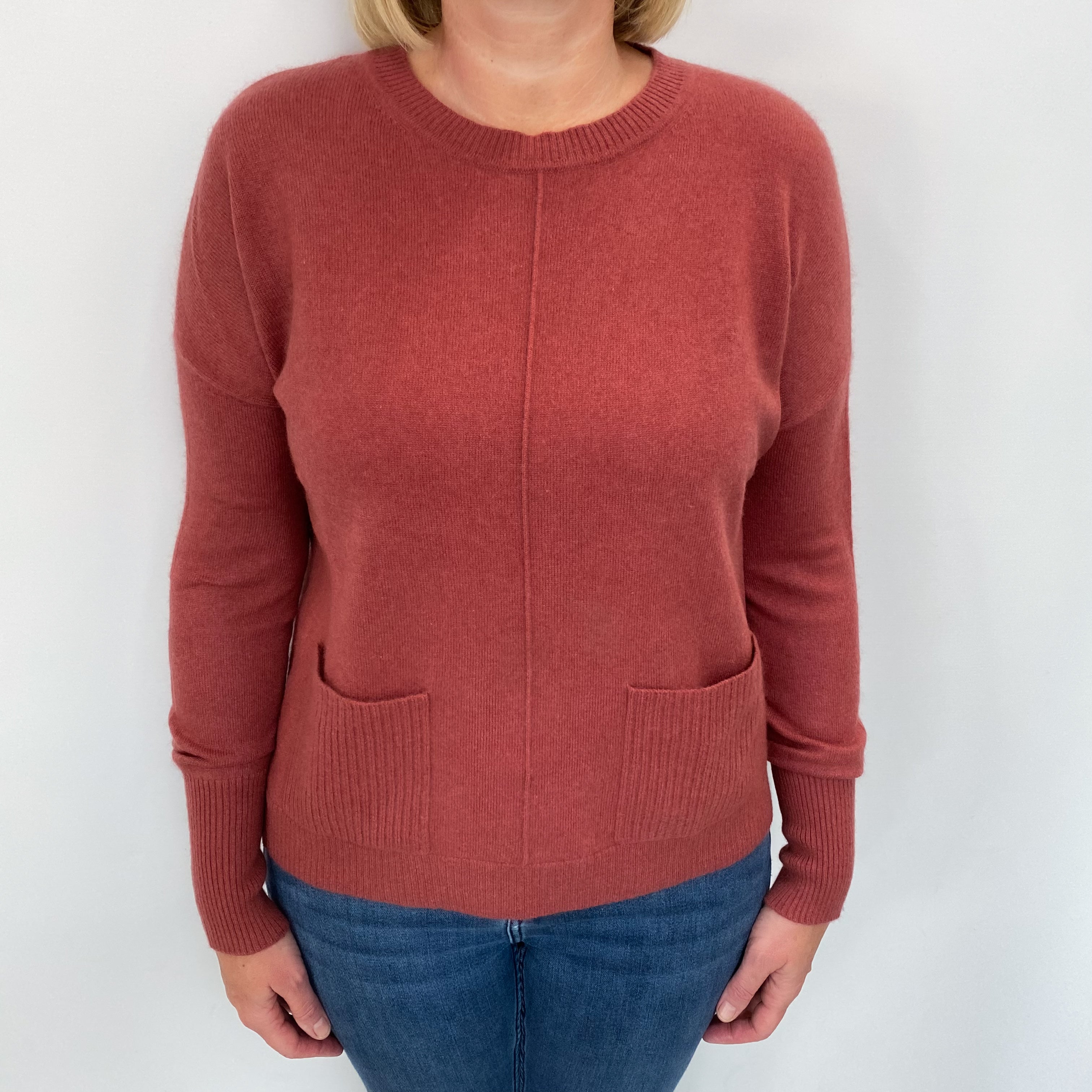 Deep Raspberry Cashmere Crew Neck Jumper Large