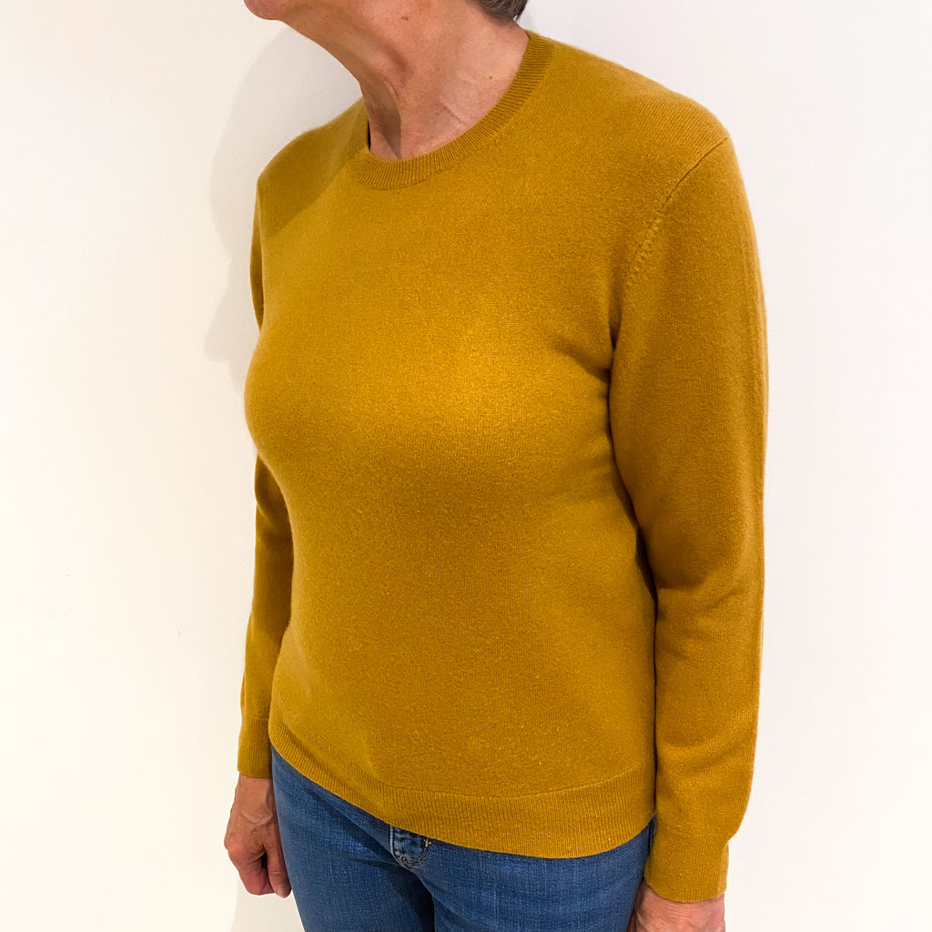 Deep Mustard Yellow Cashmere Crew Neck Jumper Medium