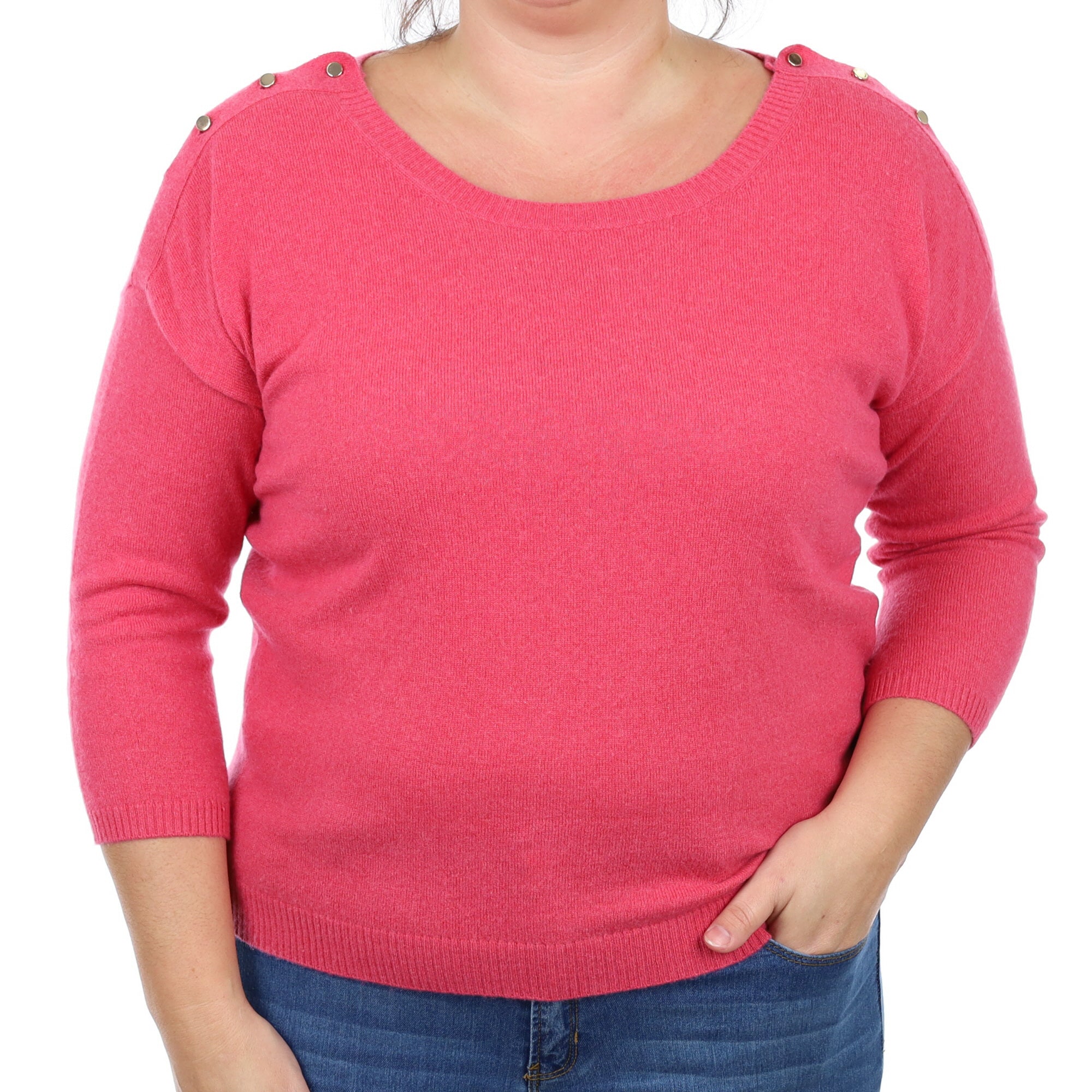 Loganberry Pink Cashmere Crew Neck Jumper Large