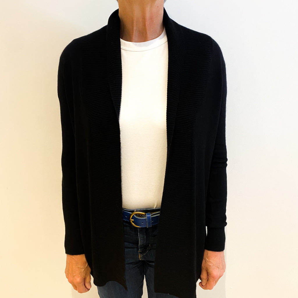 Black Cashmere Edge to Edge Cardigan Medium