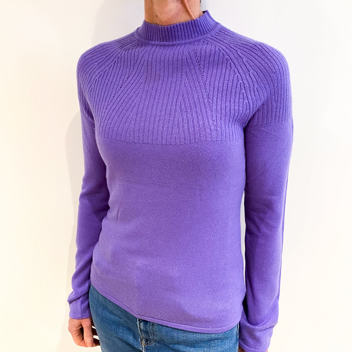 Periwinkle Purple Cashmere Turtle Neck Jumper Small
