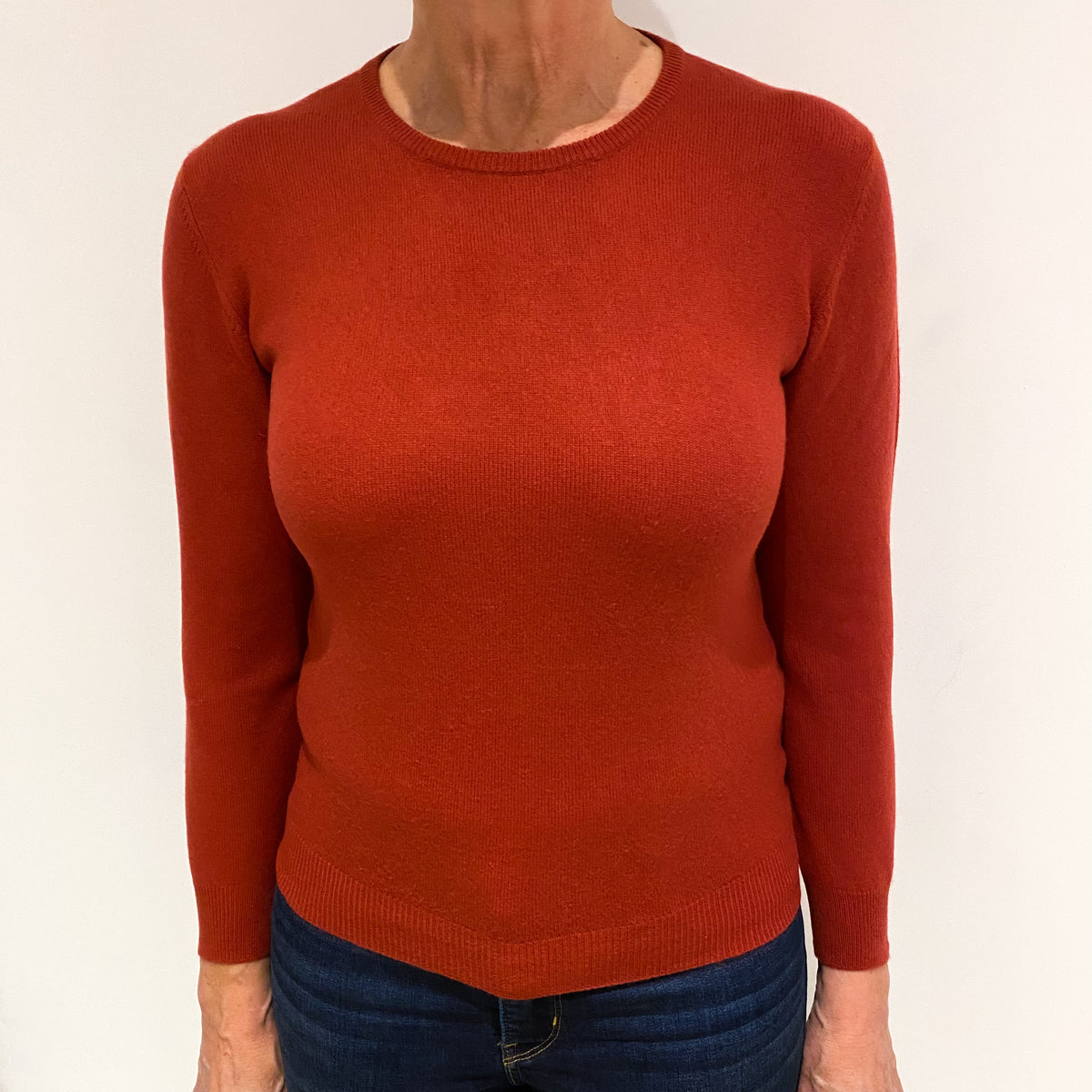 Paprika Red Cashmere Crew Neck Jumper Medium