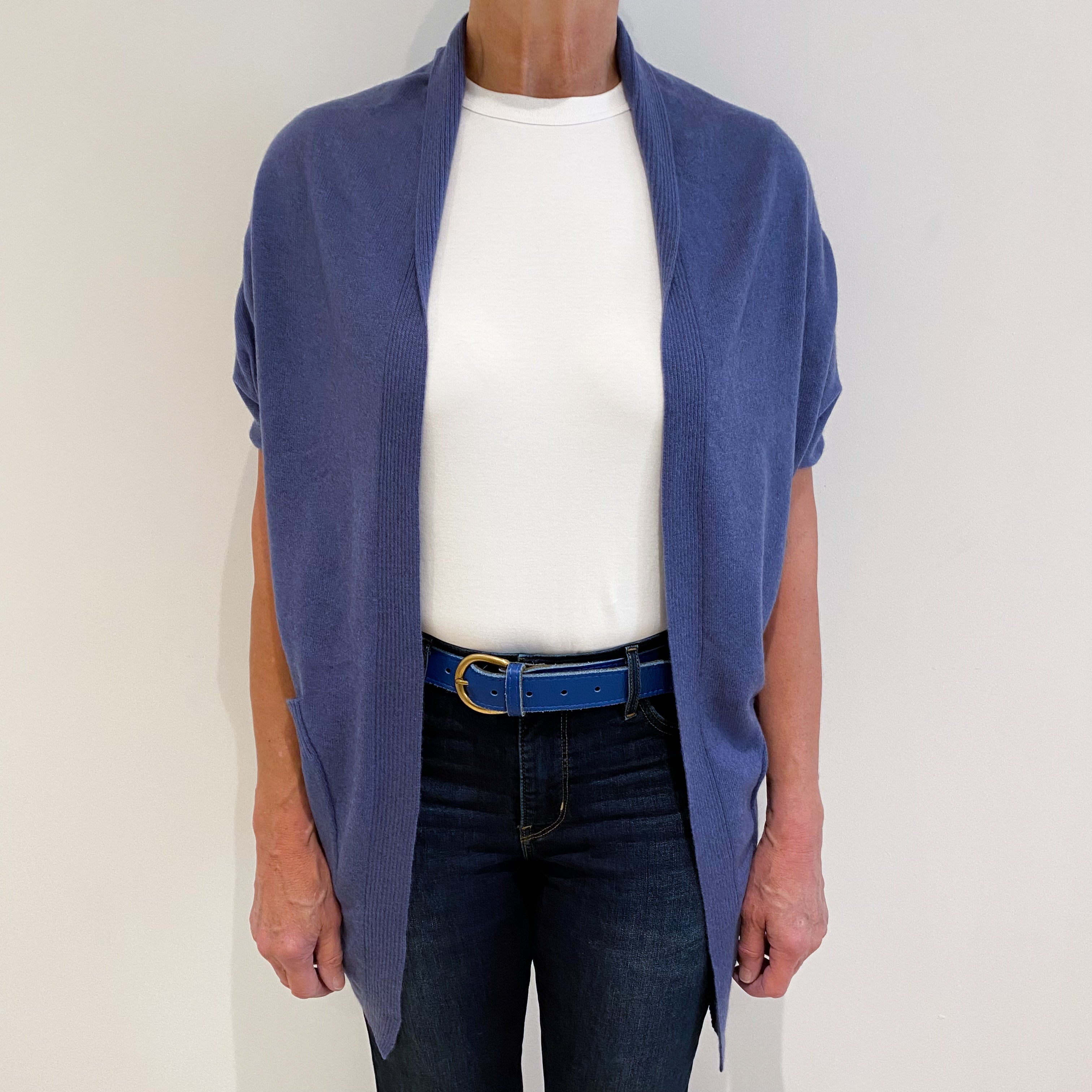 Amethyst Blue Cashmere Shrug Style Batwing Cardigan Medium