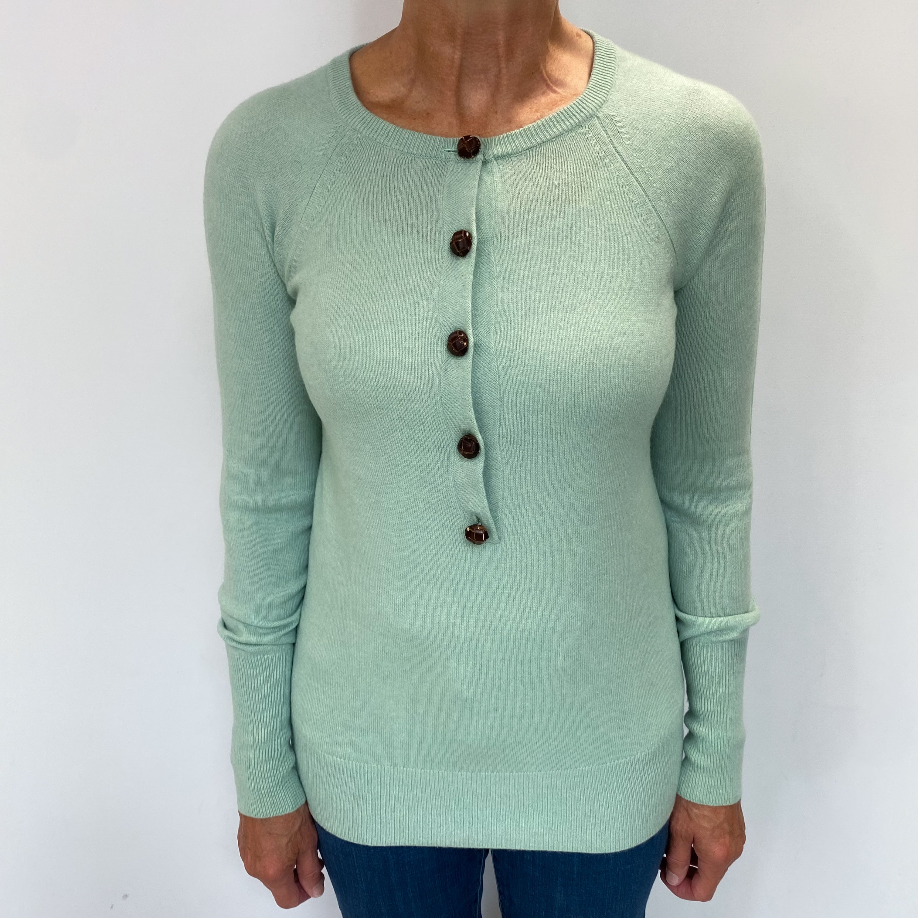 Spearmint Green Cashmere Crew Neck Jumper Medium
