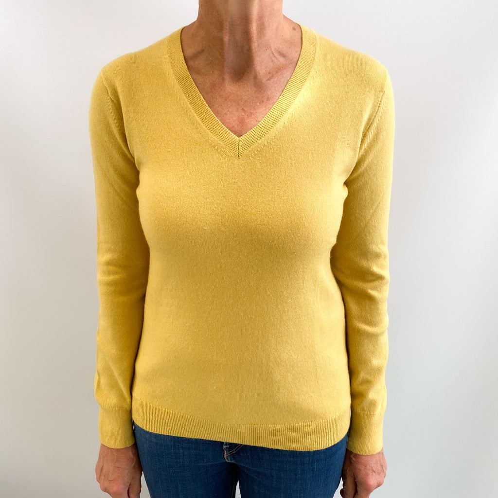 Pineapple Yellow Cashmere V Neck Jumper Medium