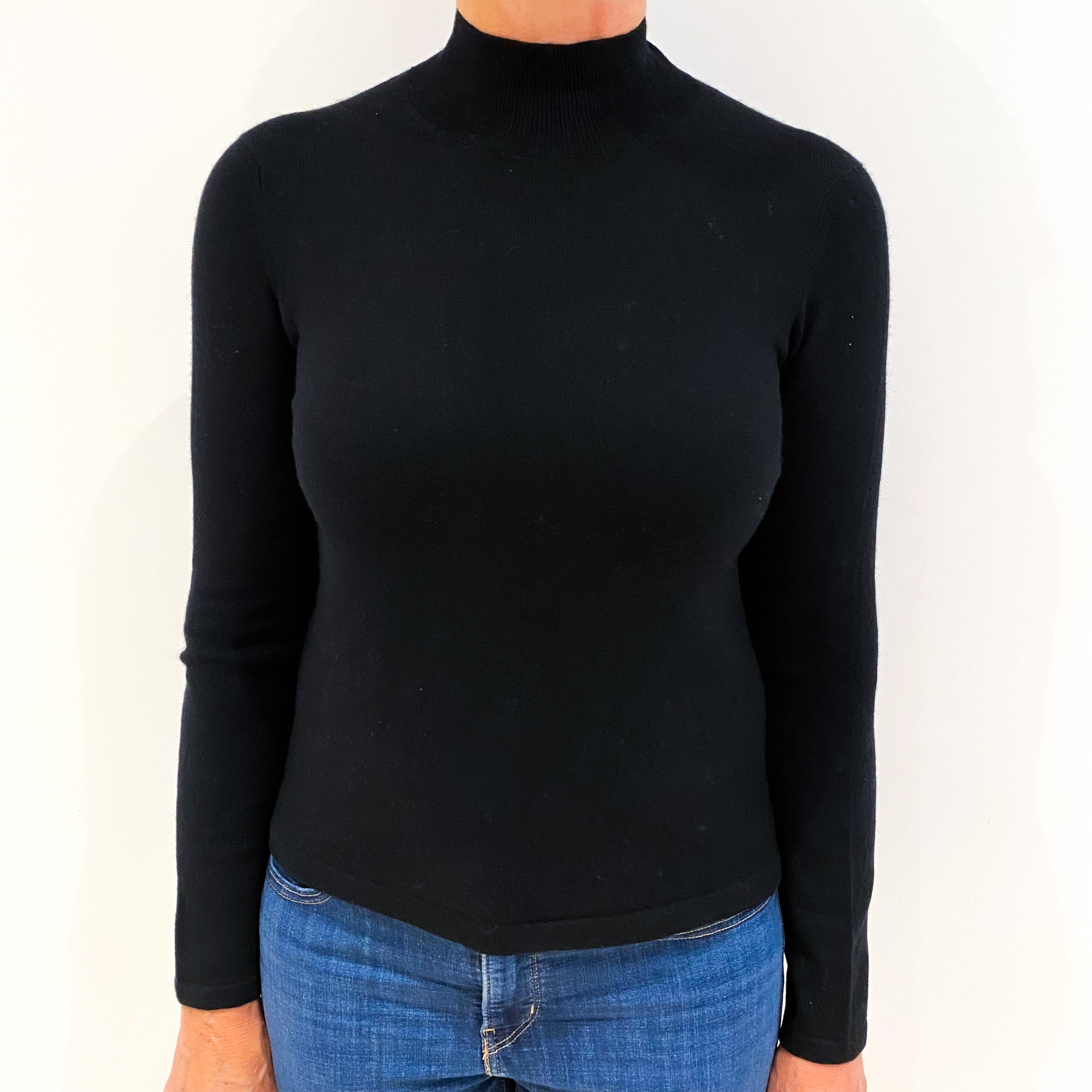 Black Cashmere Polo Neck Jumper