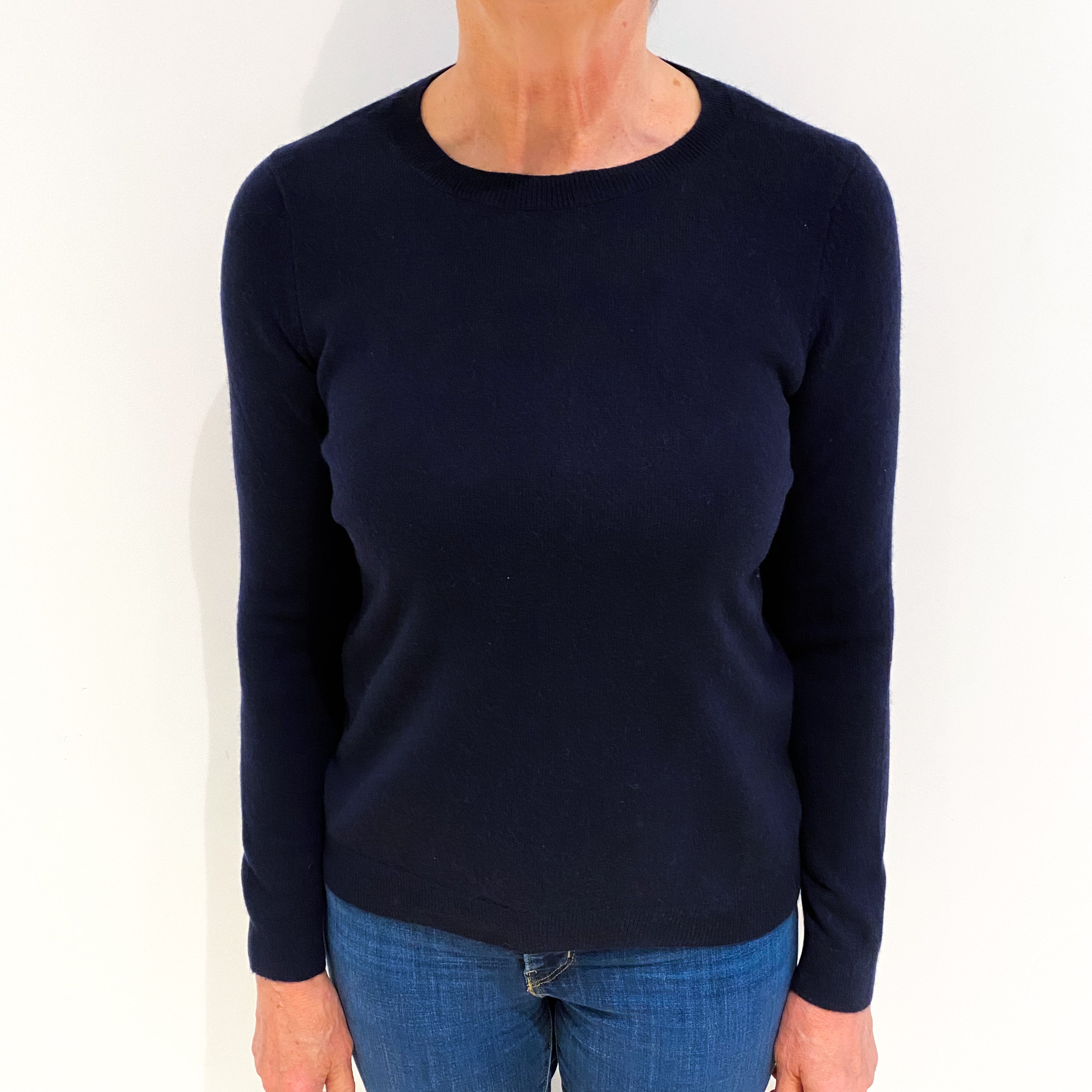 Dark Navy Cashmere Crew Neck Jumper Medium