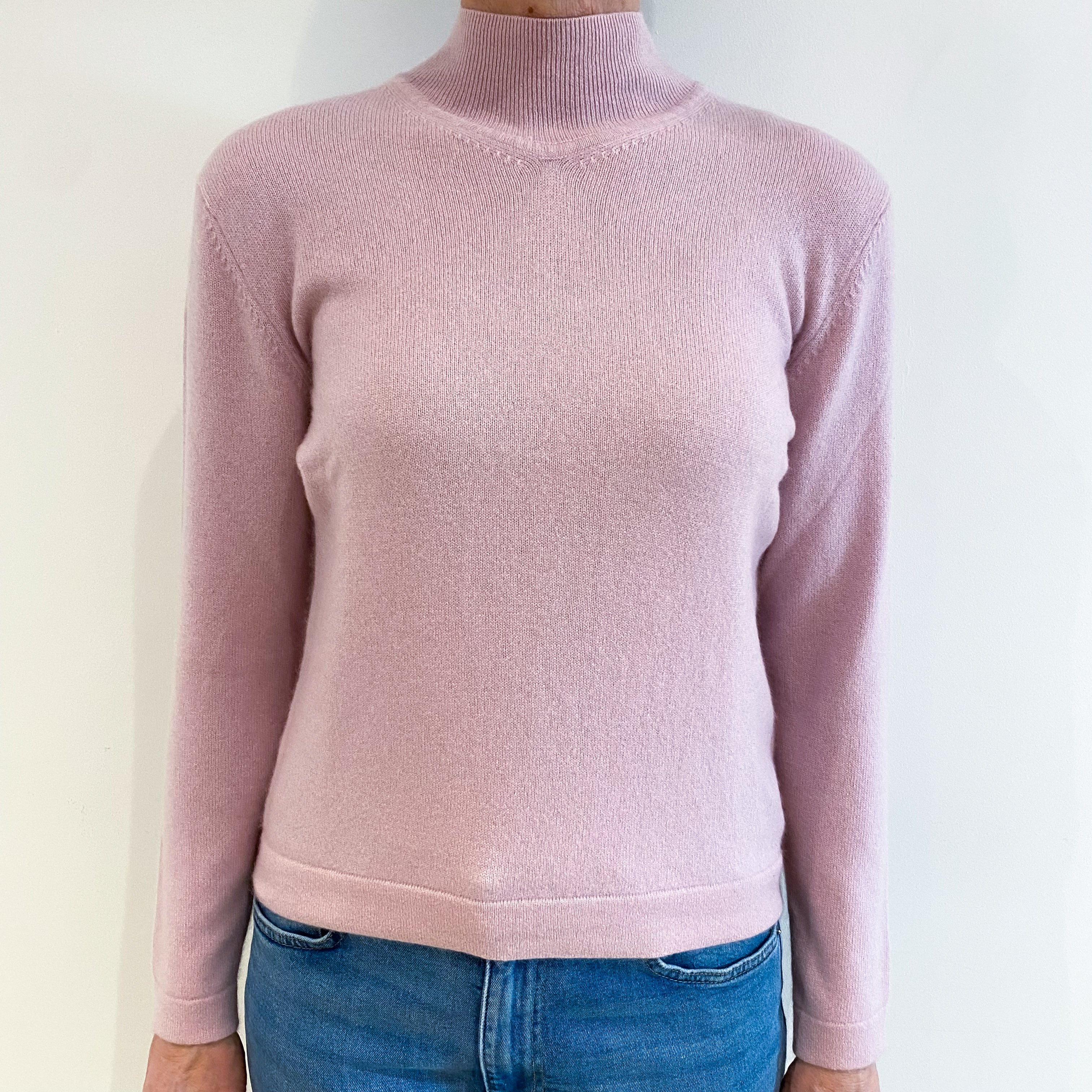 Mauve Pink Cashmere Turtle Neck Jumper Small