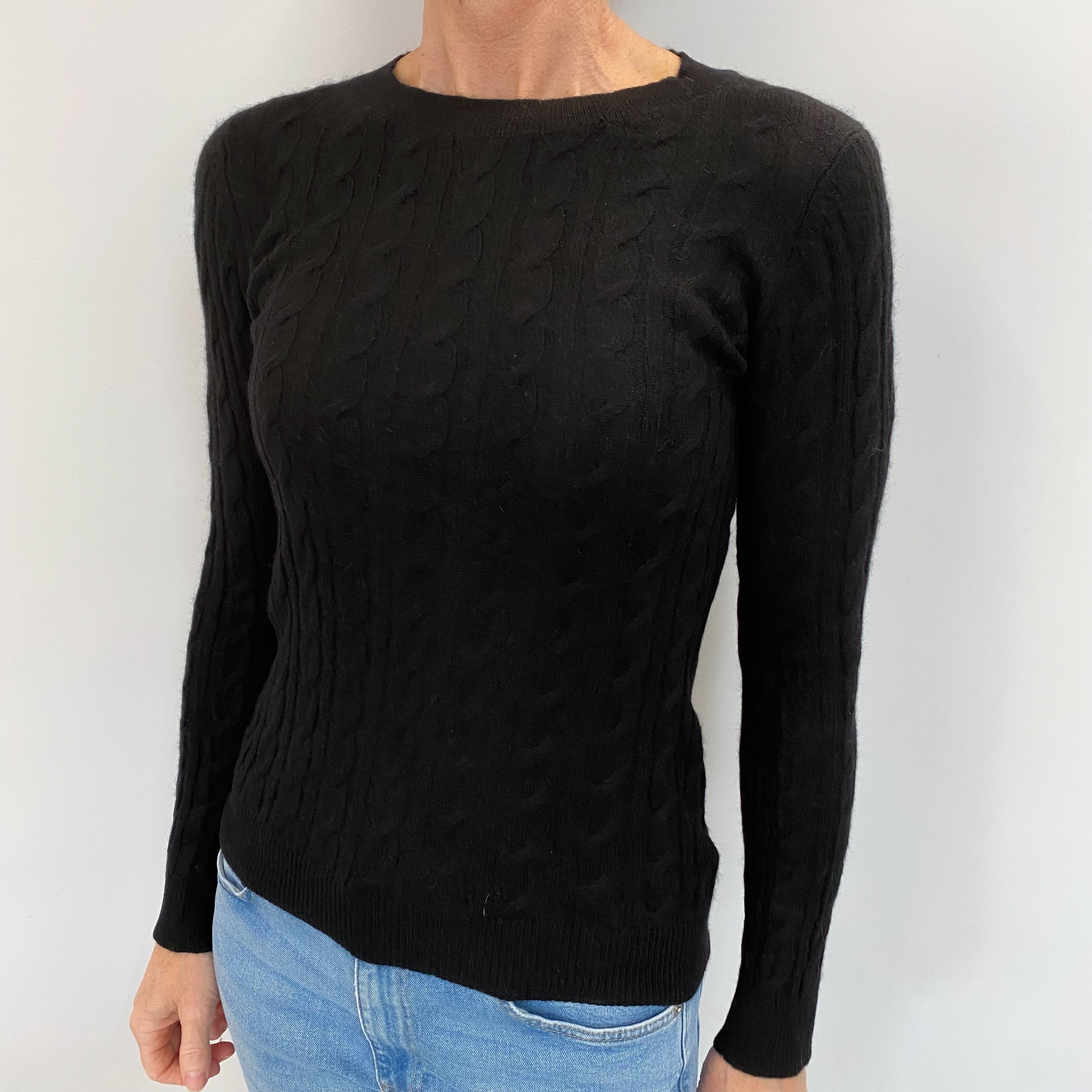 Black Cashmere Crew Neck Jumper Small