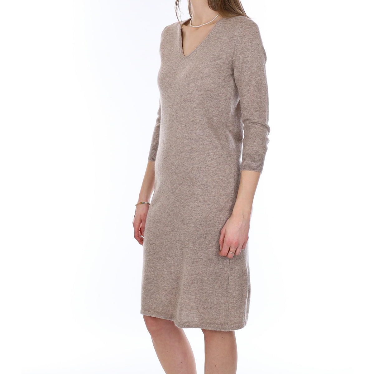 Fawn Cashmere V Neck Dress Small