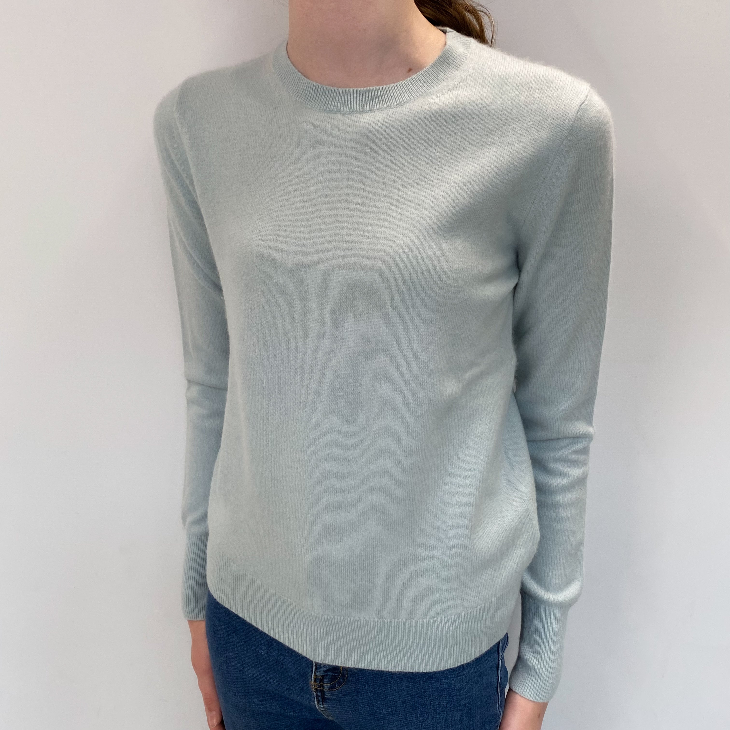 Opal Blue Cashmere Crew Neck Jumper Extra Small