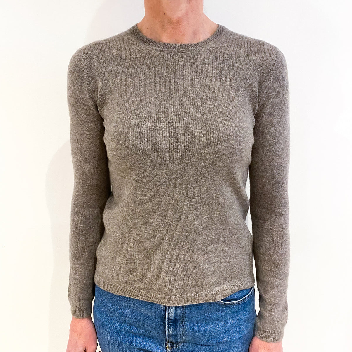 Donkey Brown Cashmere Crew Neck Jumper Small