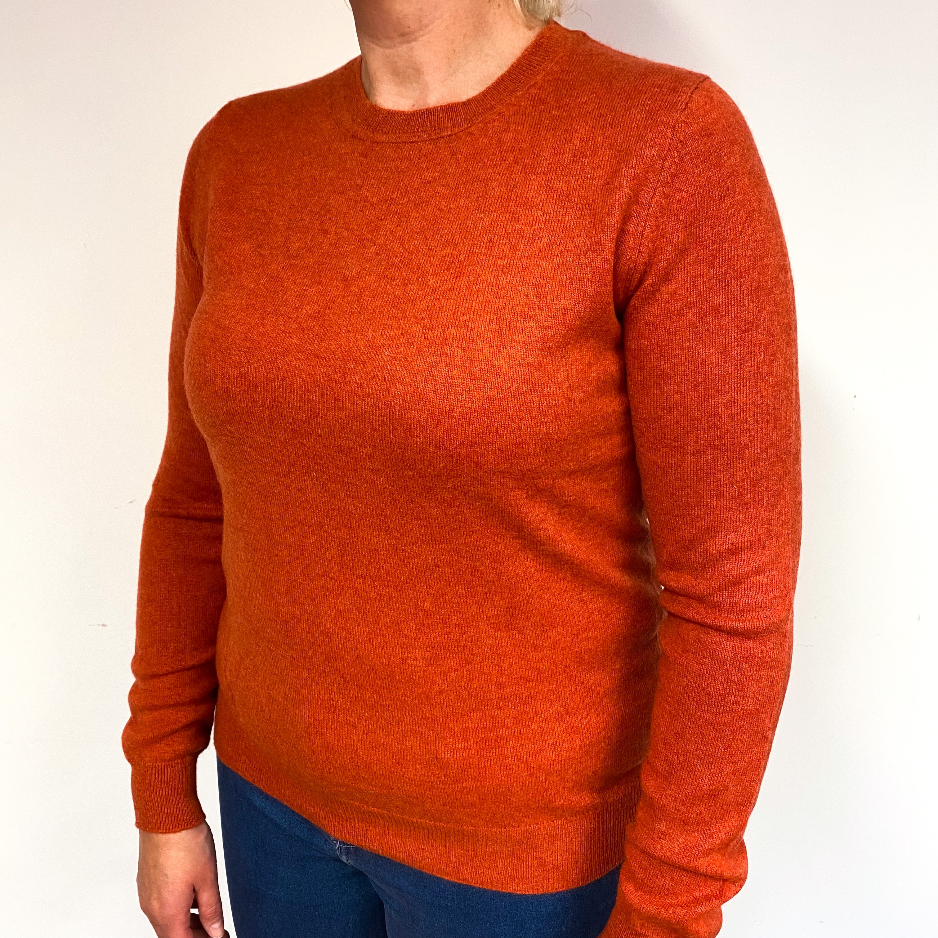 Paprika Orange Cashmere Crew Neck Jumper Large