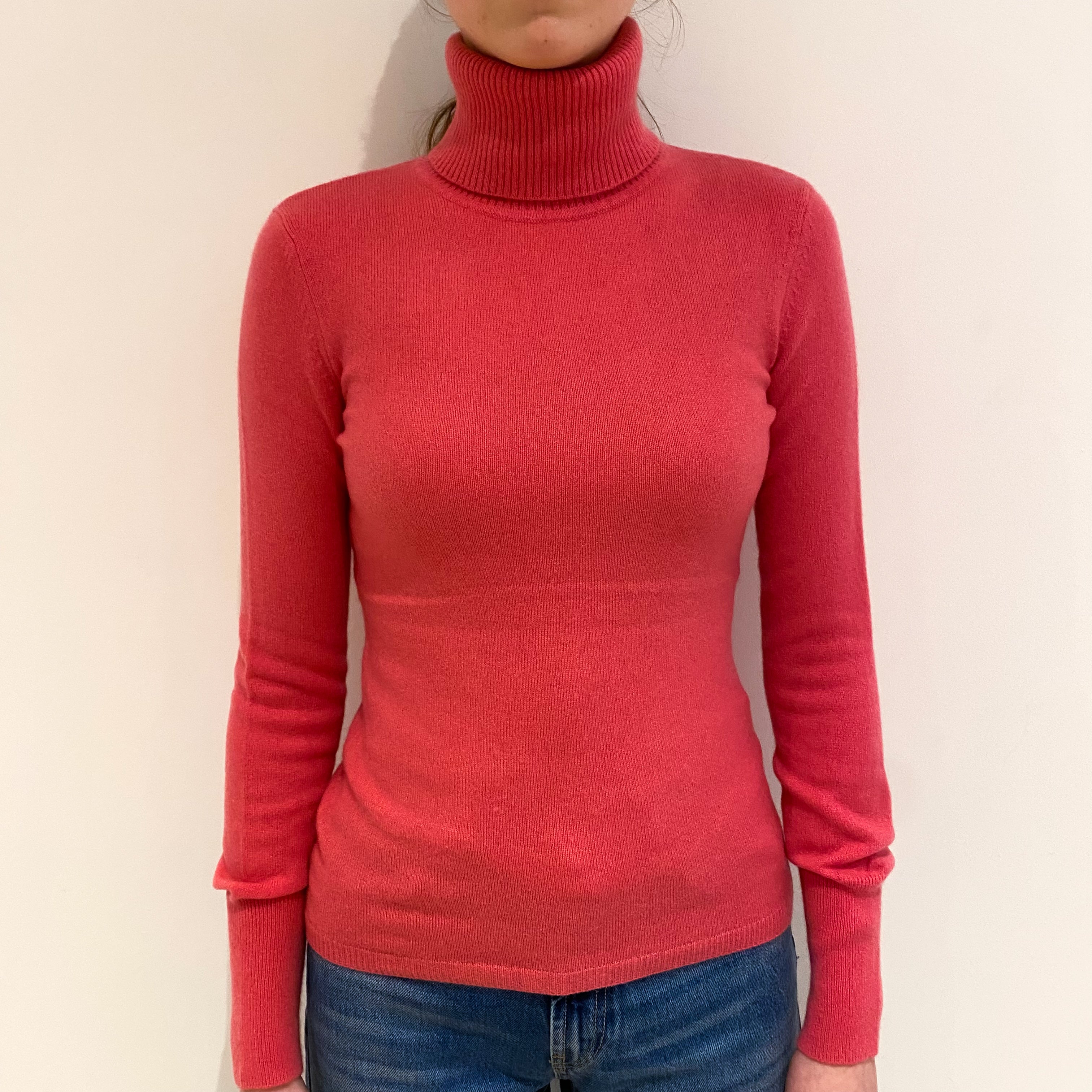 Lupin Pink Cashmere Polo Neck Jumper Extra Small