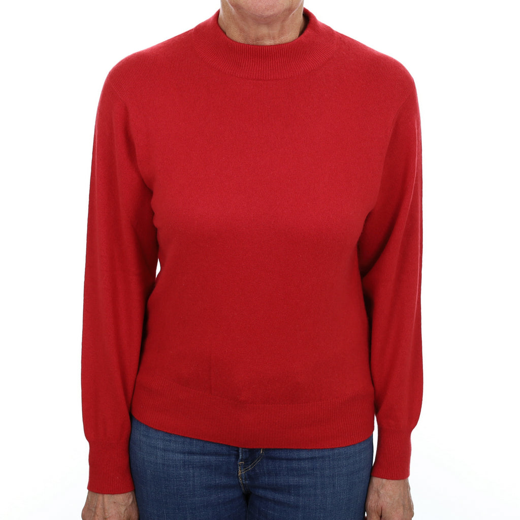 Berry Red Cashmere Turtle Neck Jumper Medium