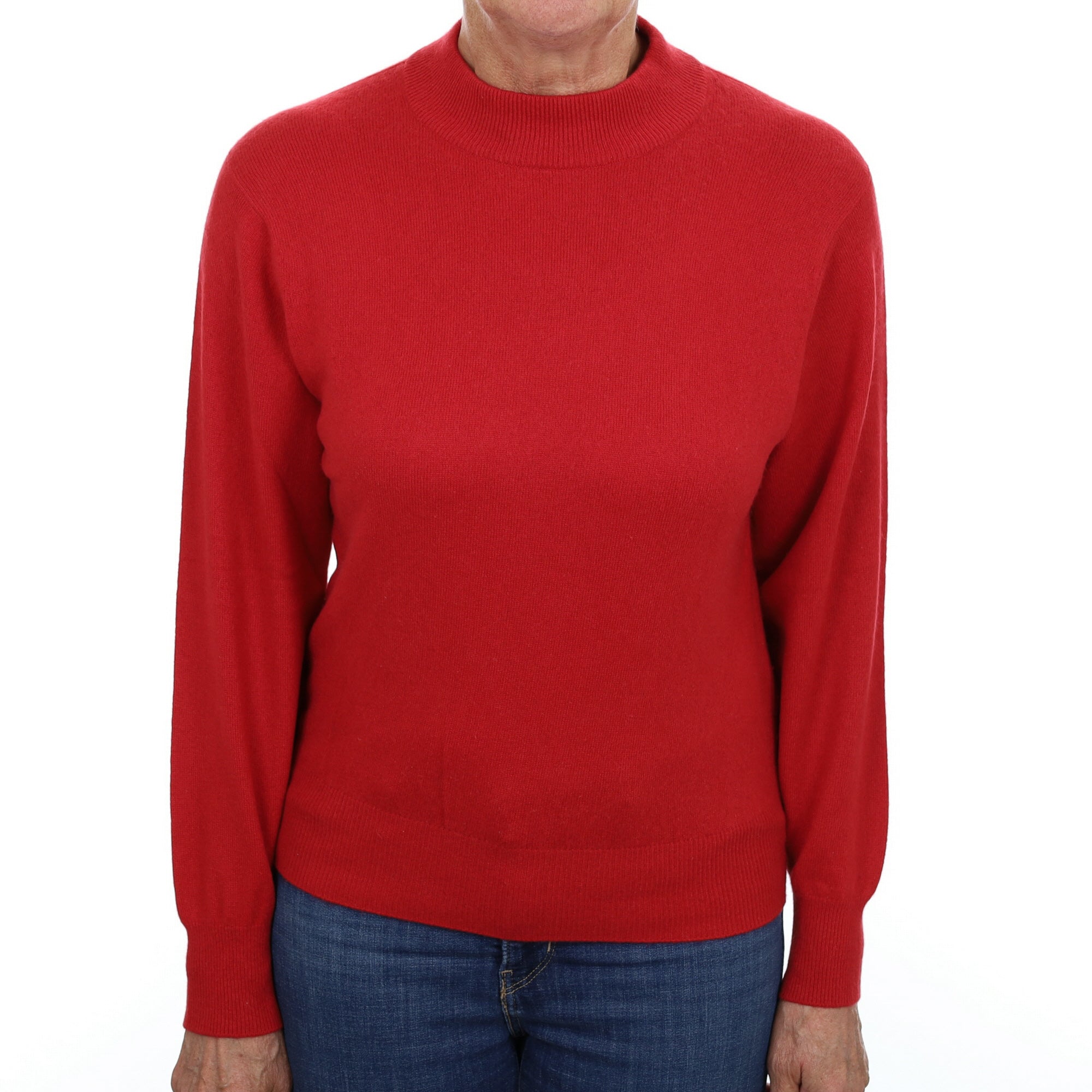 Berry Red Cashmere Turtle Neck Jumper Medium
