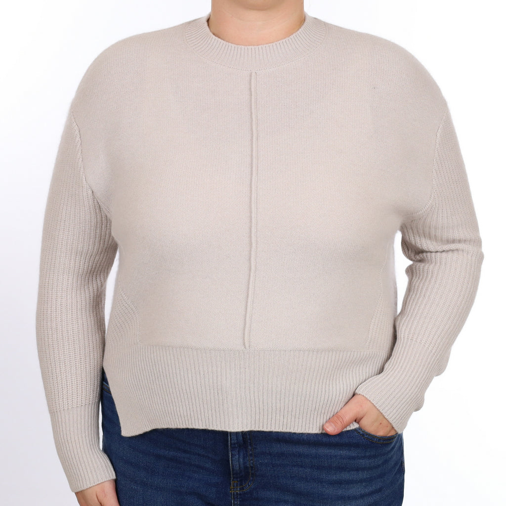 Oyster Grey Cashmere Crew Neck Jumper Large