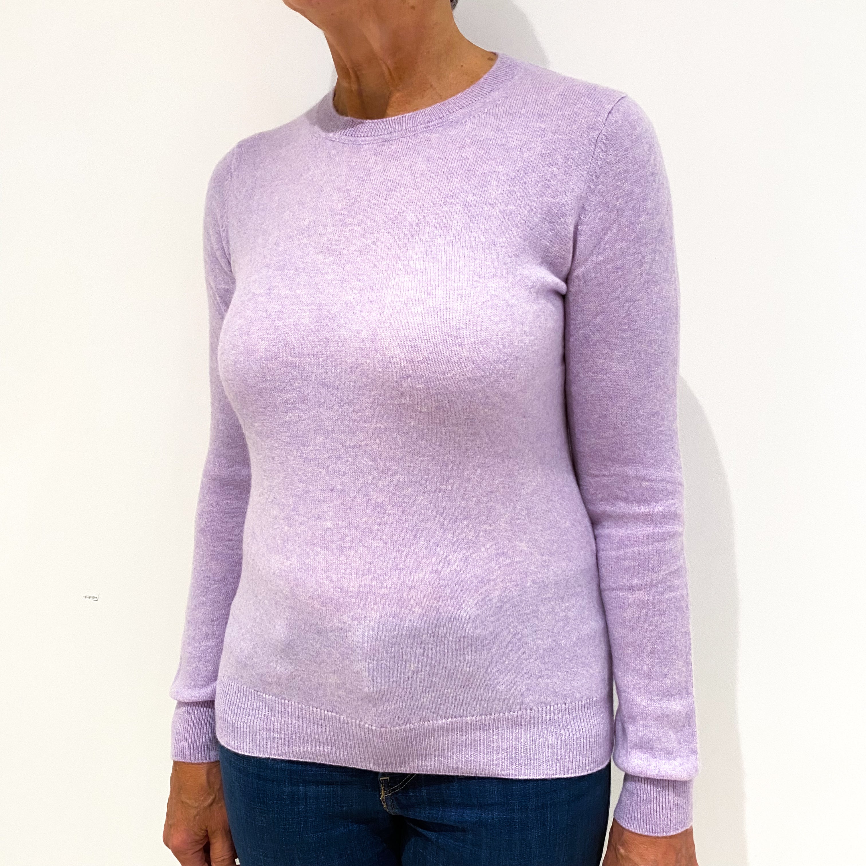 Lilac Purple Cashmere Crew Neck Jumper Medium