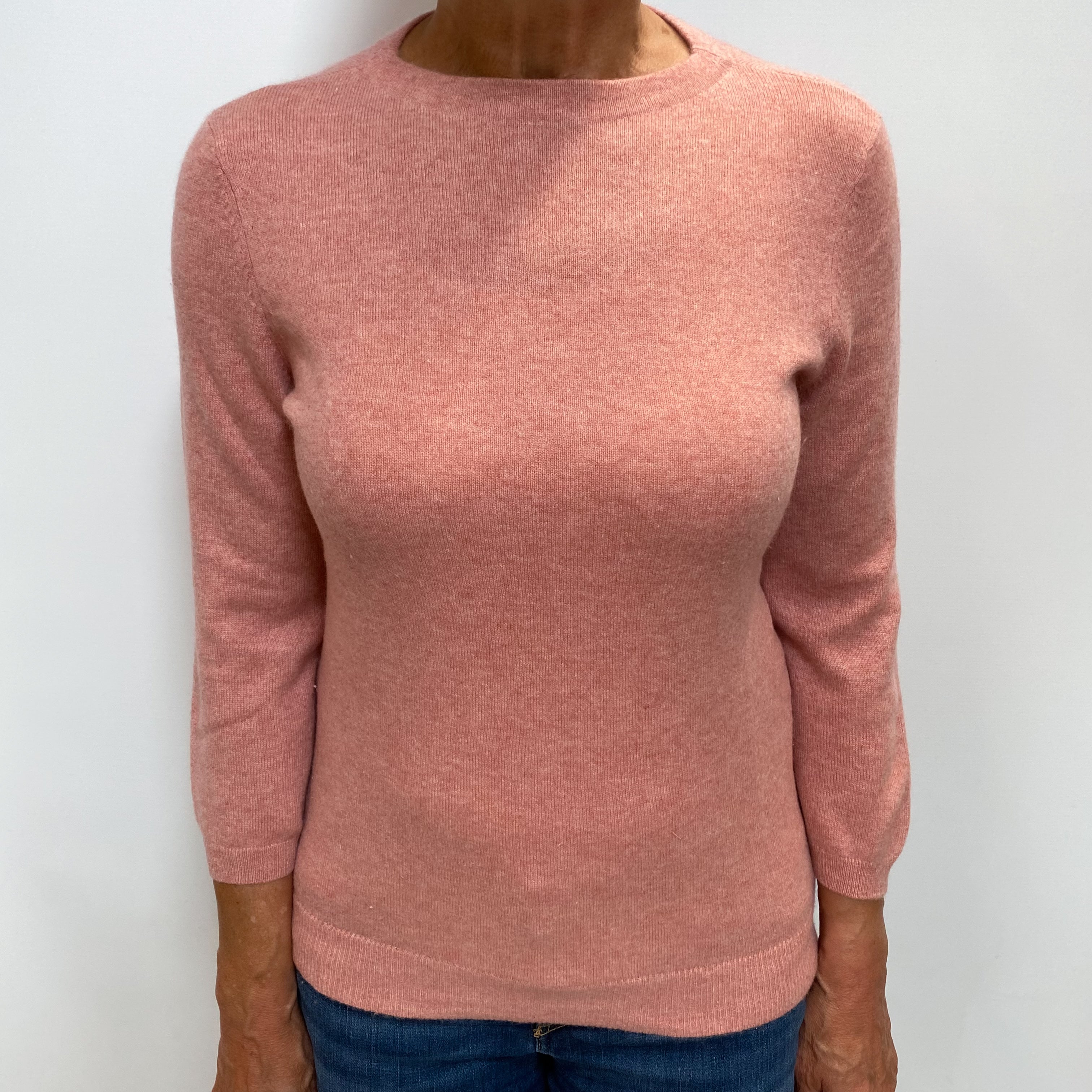 Blush Pink Cashmere Crew Neck Jumper Medium