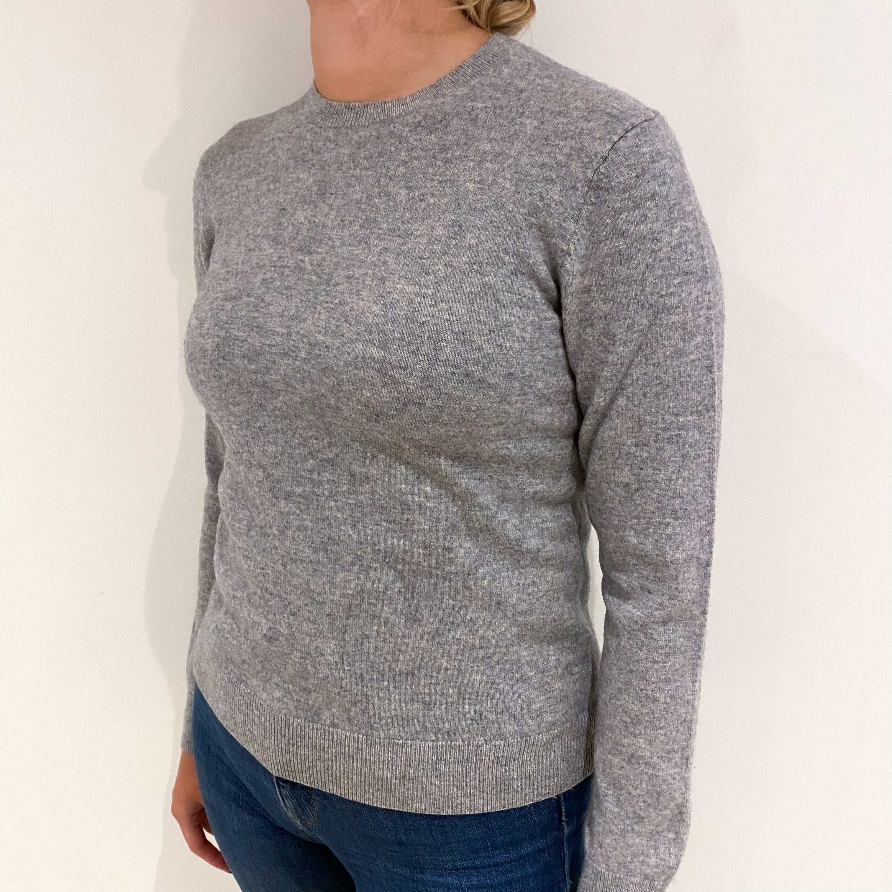 Smoke Grey Cashmere Crew Neck Jumper Small