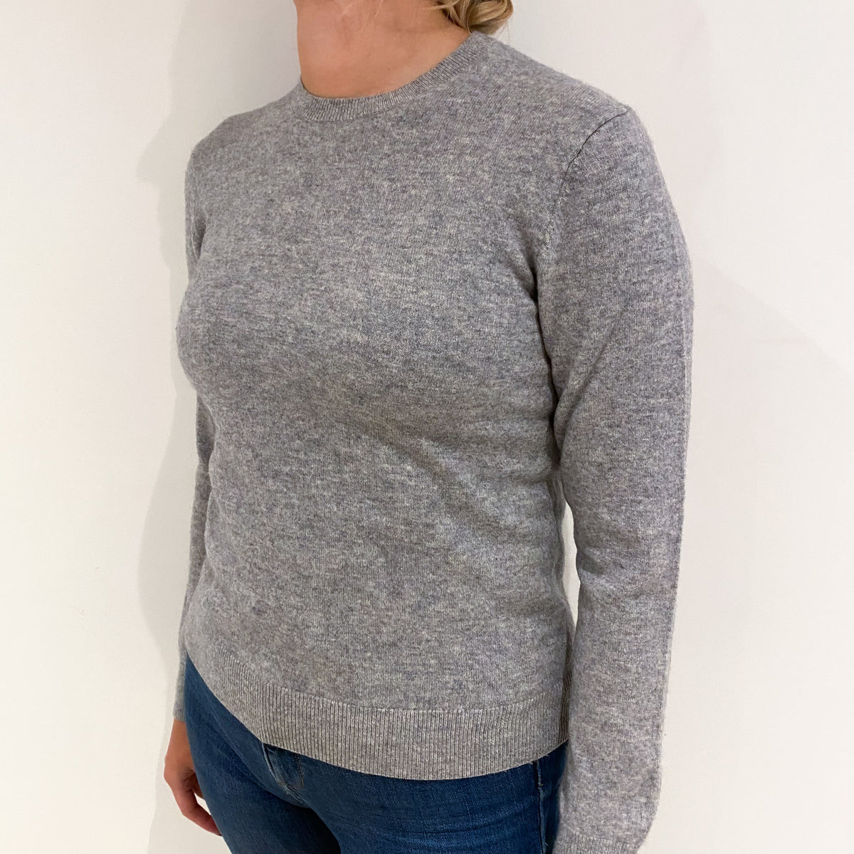 Smoke Grey Cashmere Crew Neck Jumper Small