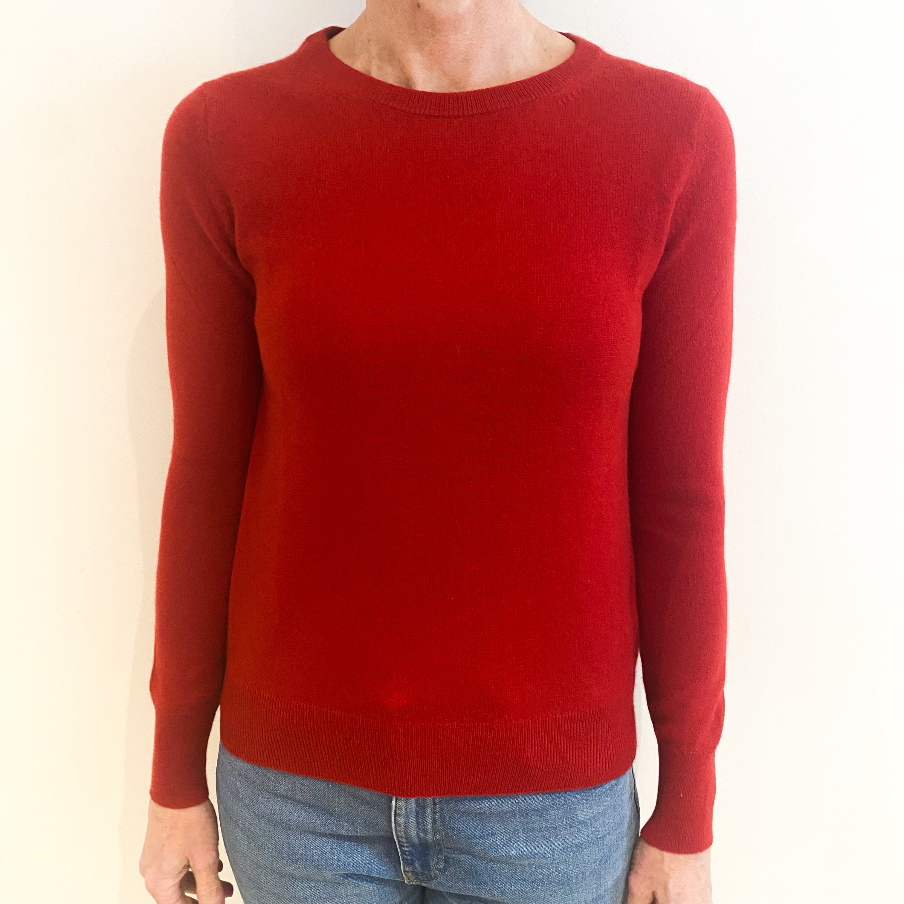 Post Box Red Cashmere Crew Neck Jumper Small
