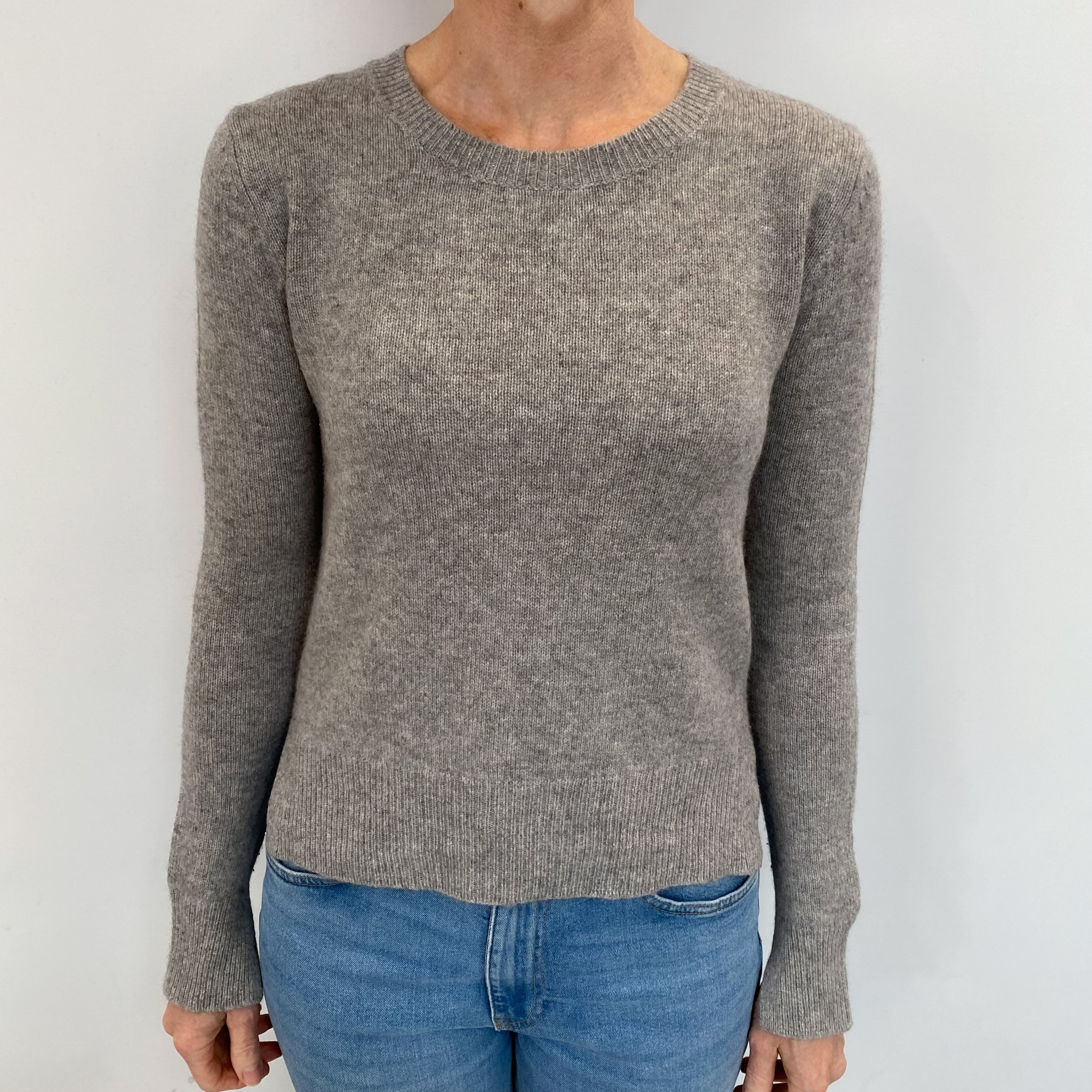 Malene Birger Ash Grey Cashmere Crew Neck Jumper Small