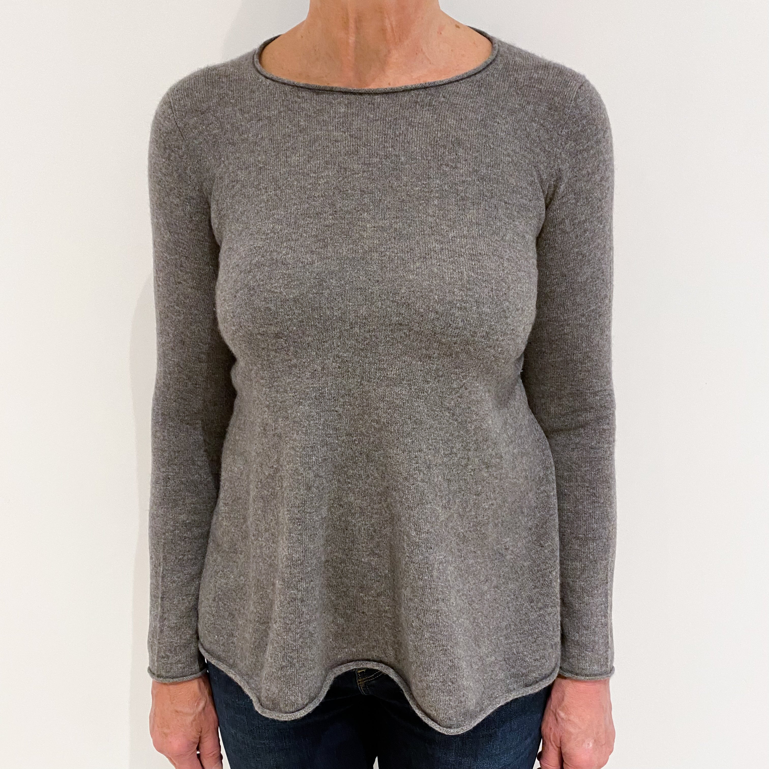 Slate Grey Cashmere Crew Neck Jumper Medium