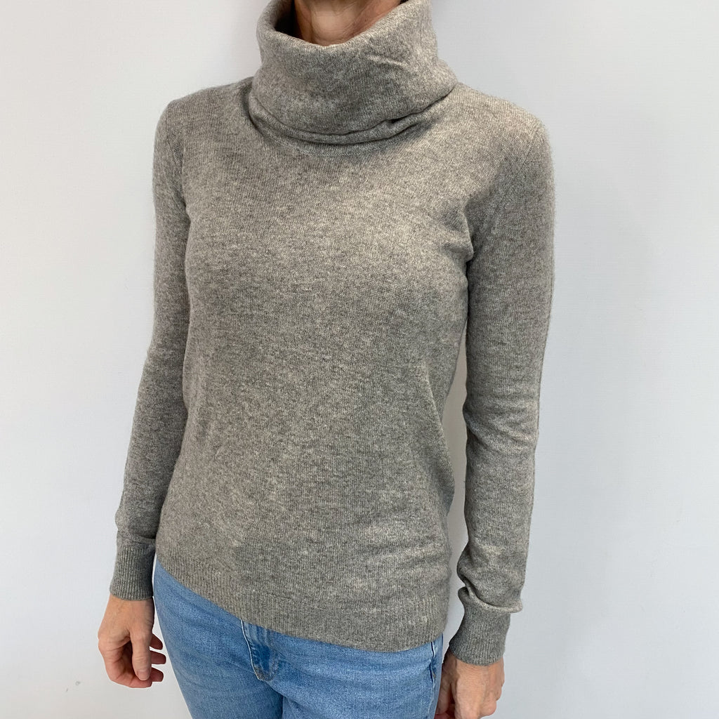 Smoke Grey Cashmere Cowl Neck Jumper Small
