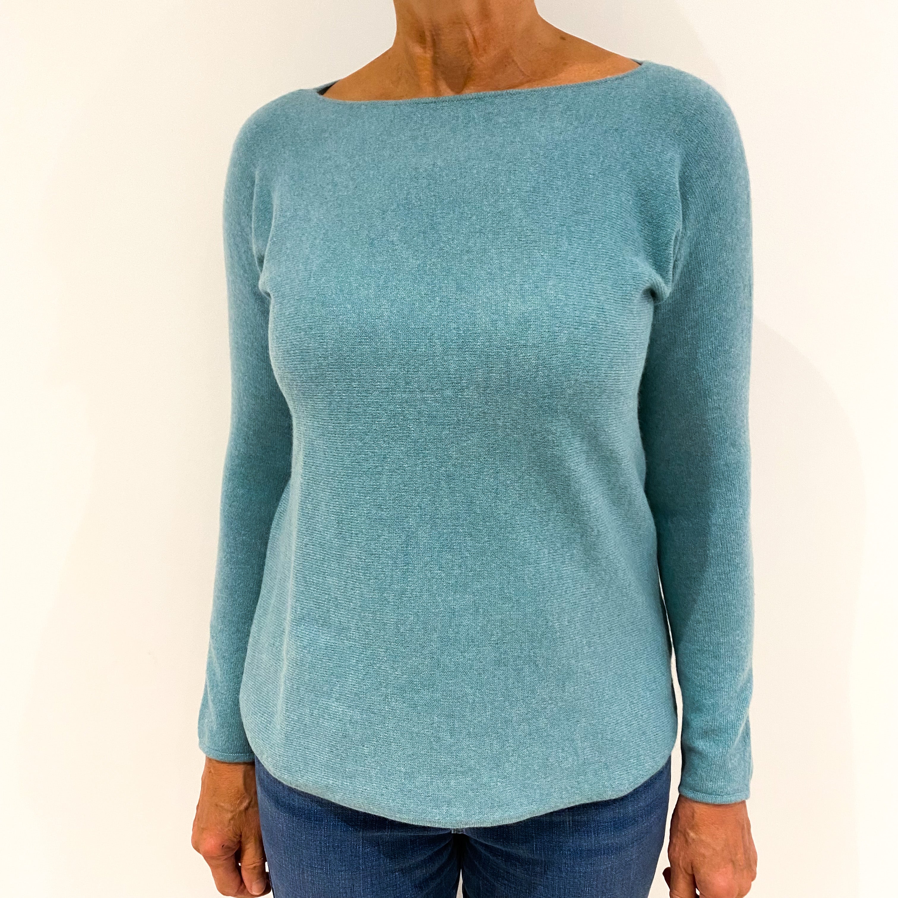 Sea Foam Green Cashmere Crew Neck Jumper Medium