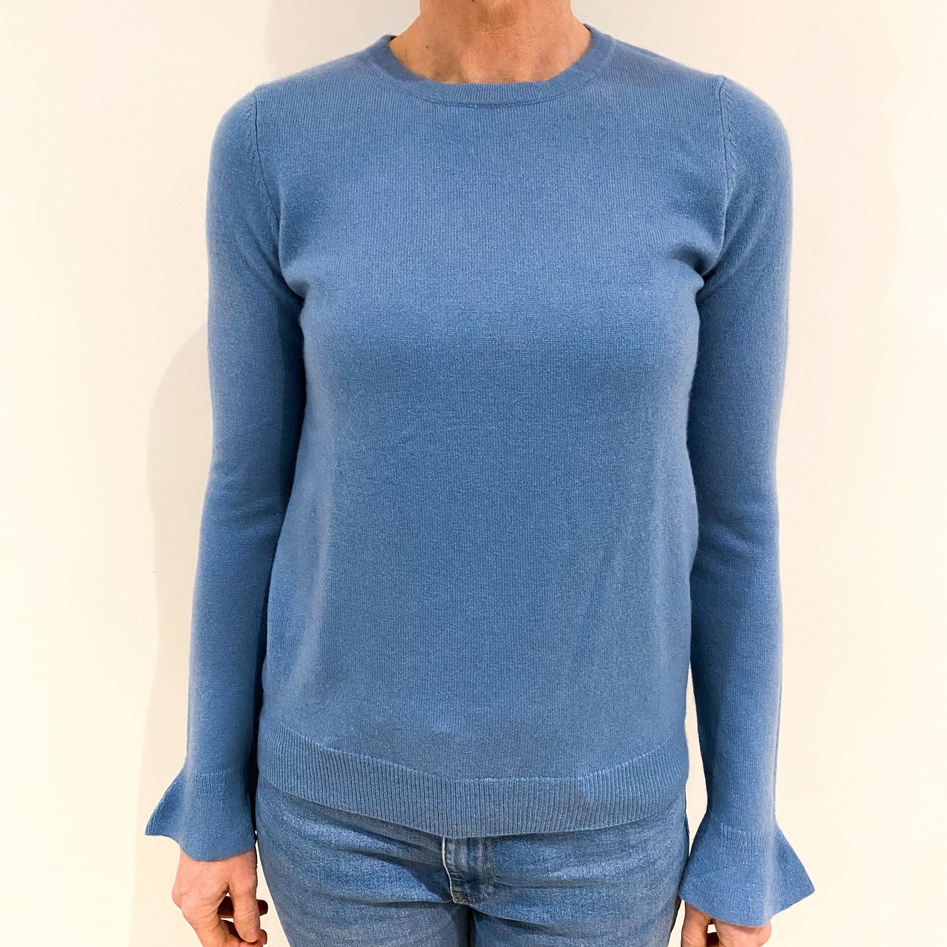 Light Cornflour Blue Cashmere Crew Neck Jumper Small