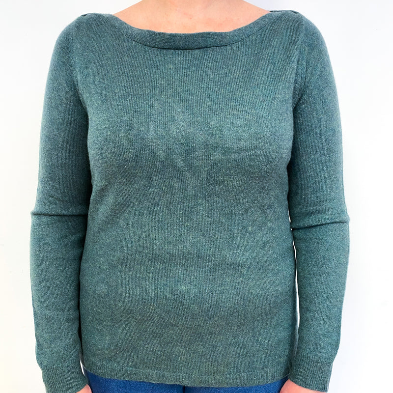 Spruce Green Cashmere Boat Neck Jumper Large