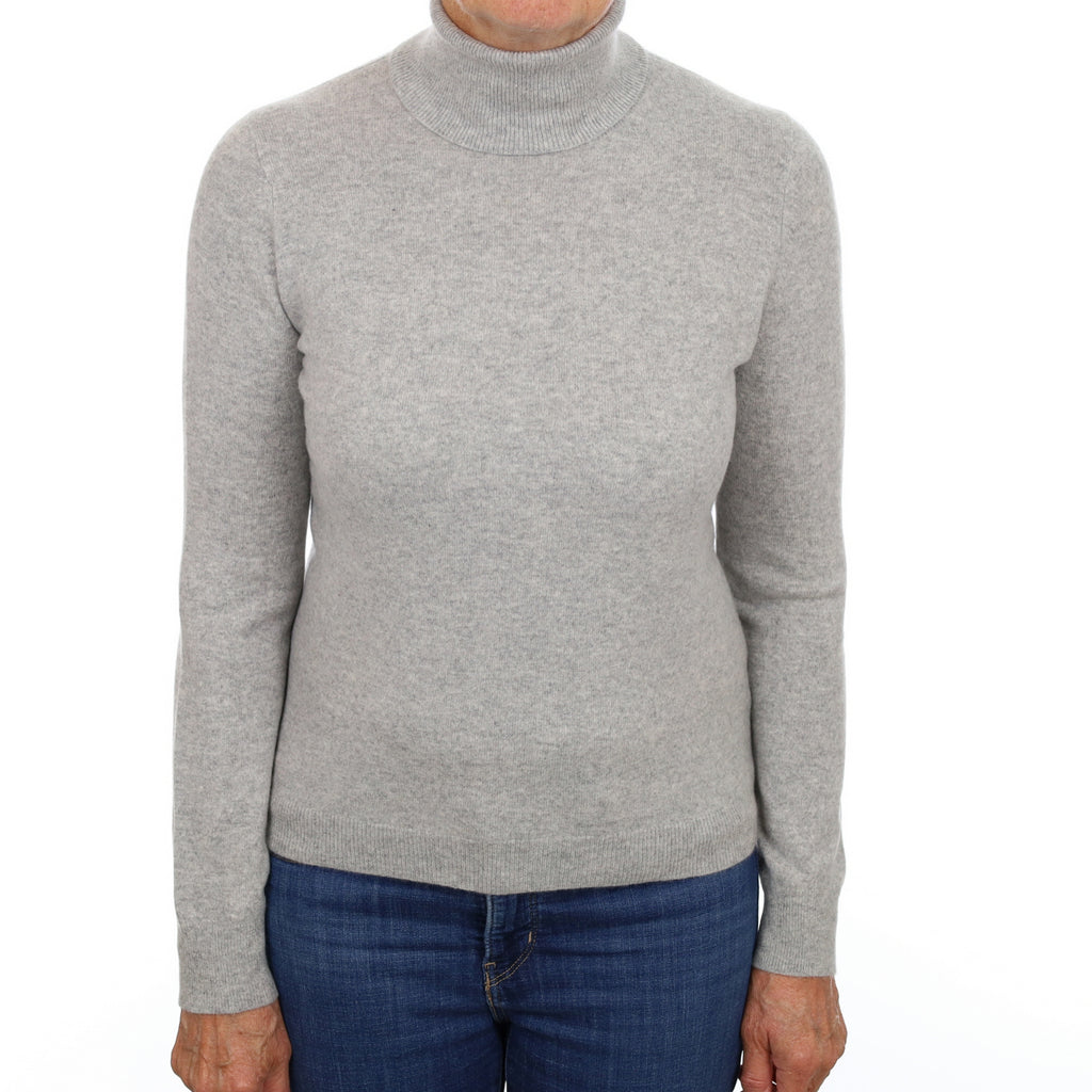 Smoke Grey Cashmere Polo Neck Jumper Medium