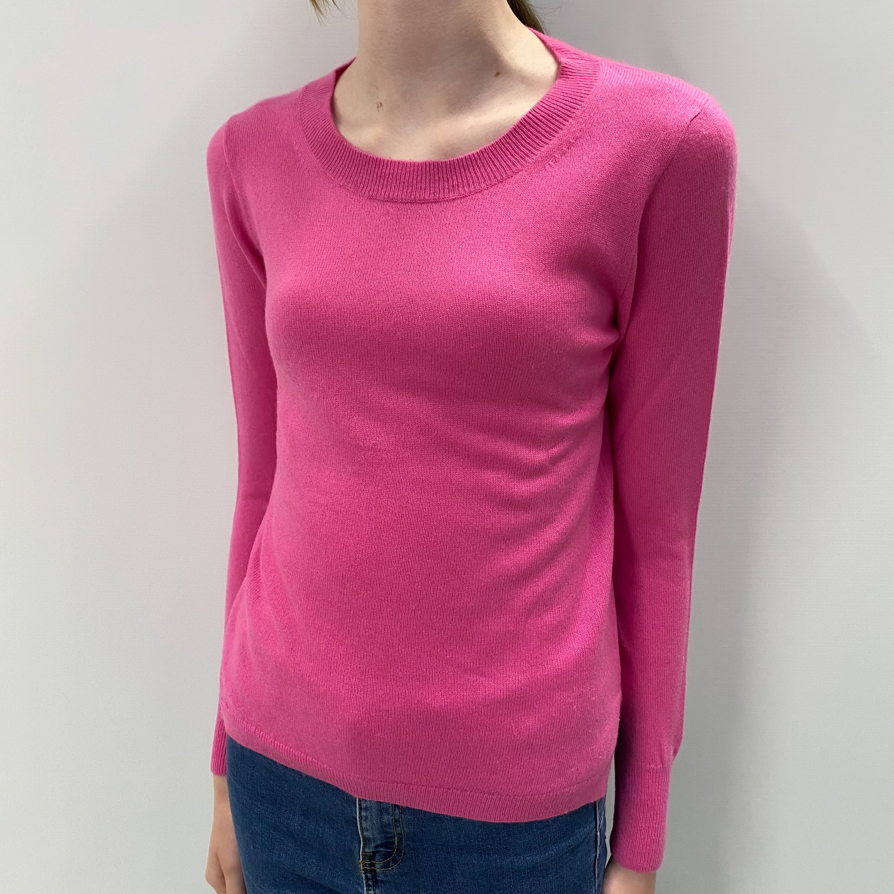 Hot Pink Cashmere Crew Neck Jumper Extra Small