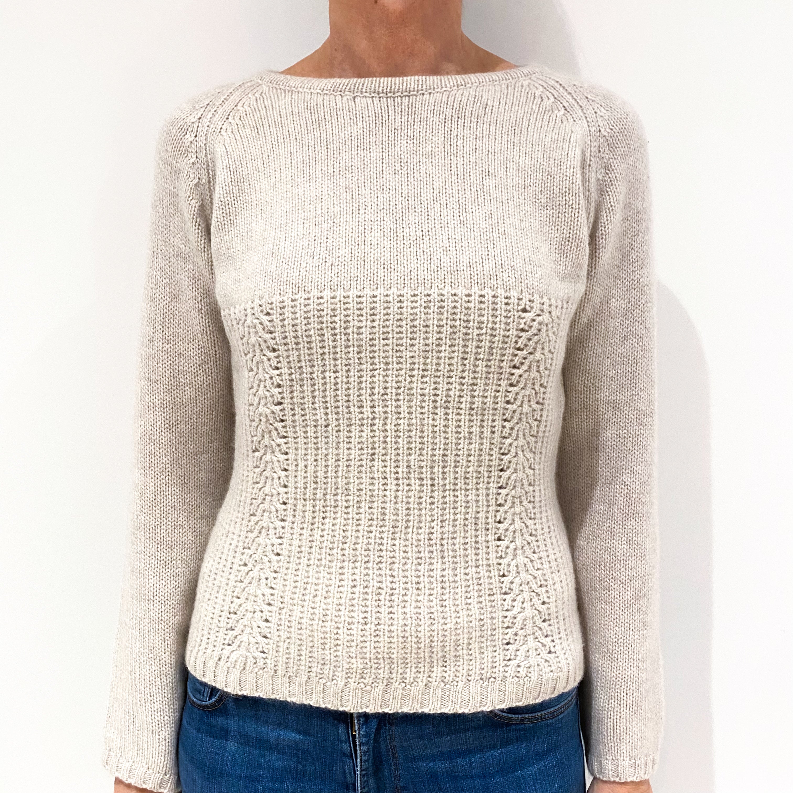 Ivory Cream Cashmere Crew Neck Jumper Small