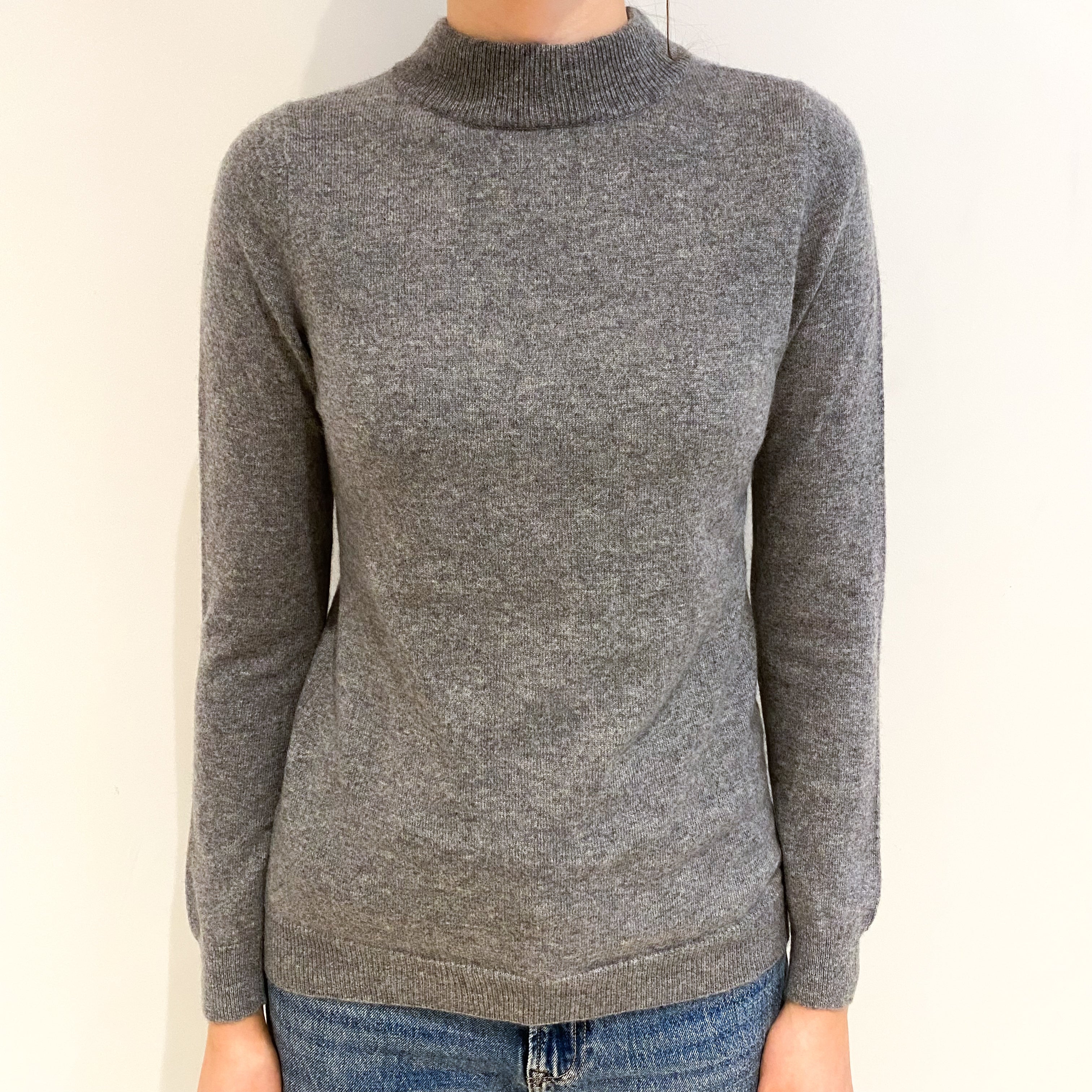 Ash Grey Cashmere Turtle Neck Jumper Extra Small