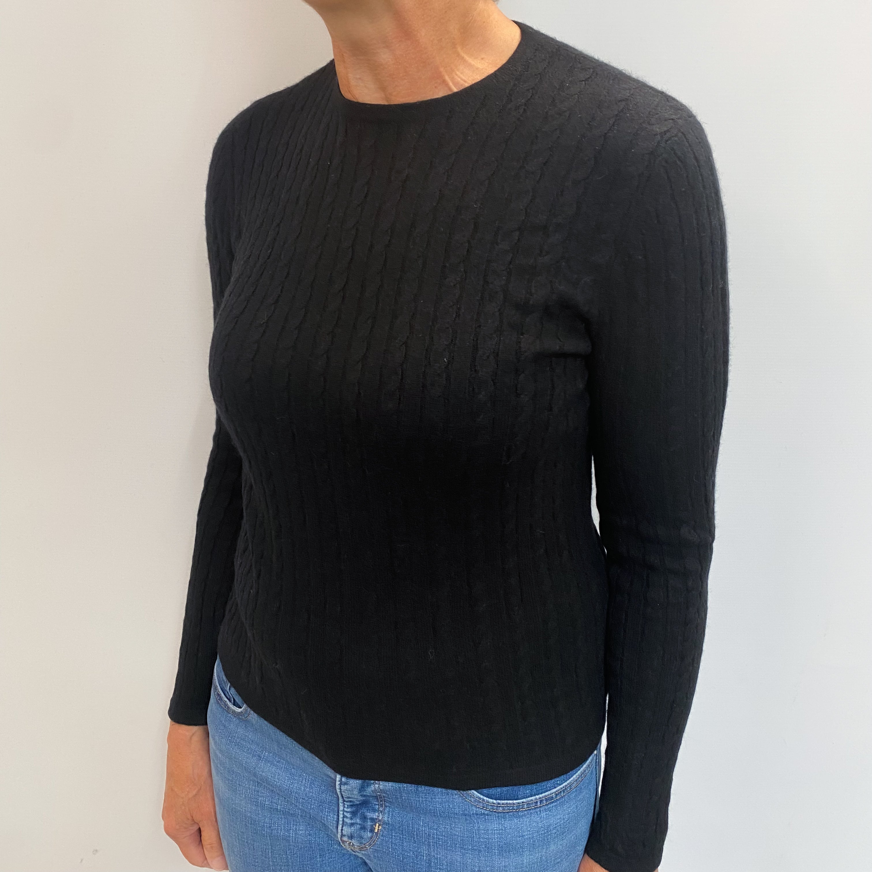 Black Cashmere Crew Neck Jumper Medium