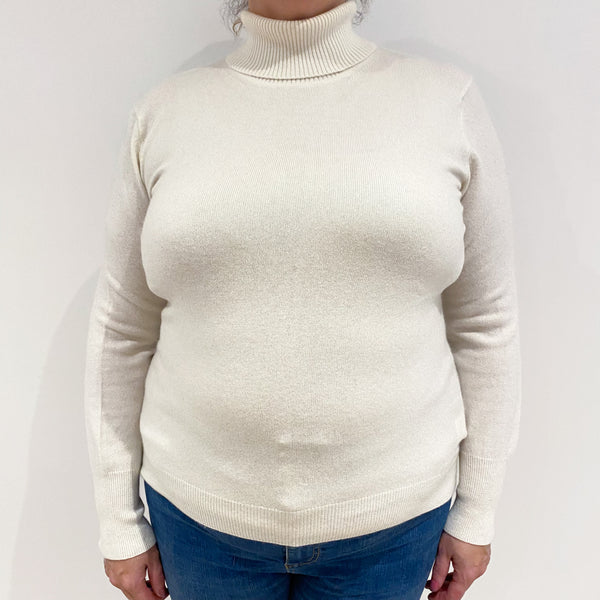 Cream Cashmere Polo Neck Jumper Extra Large