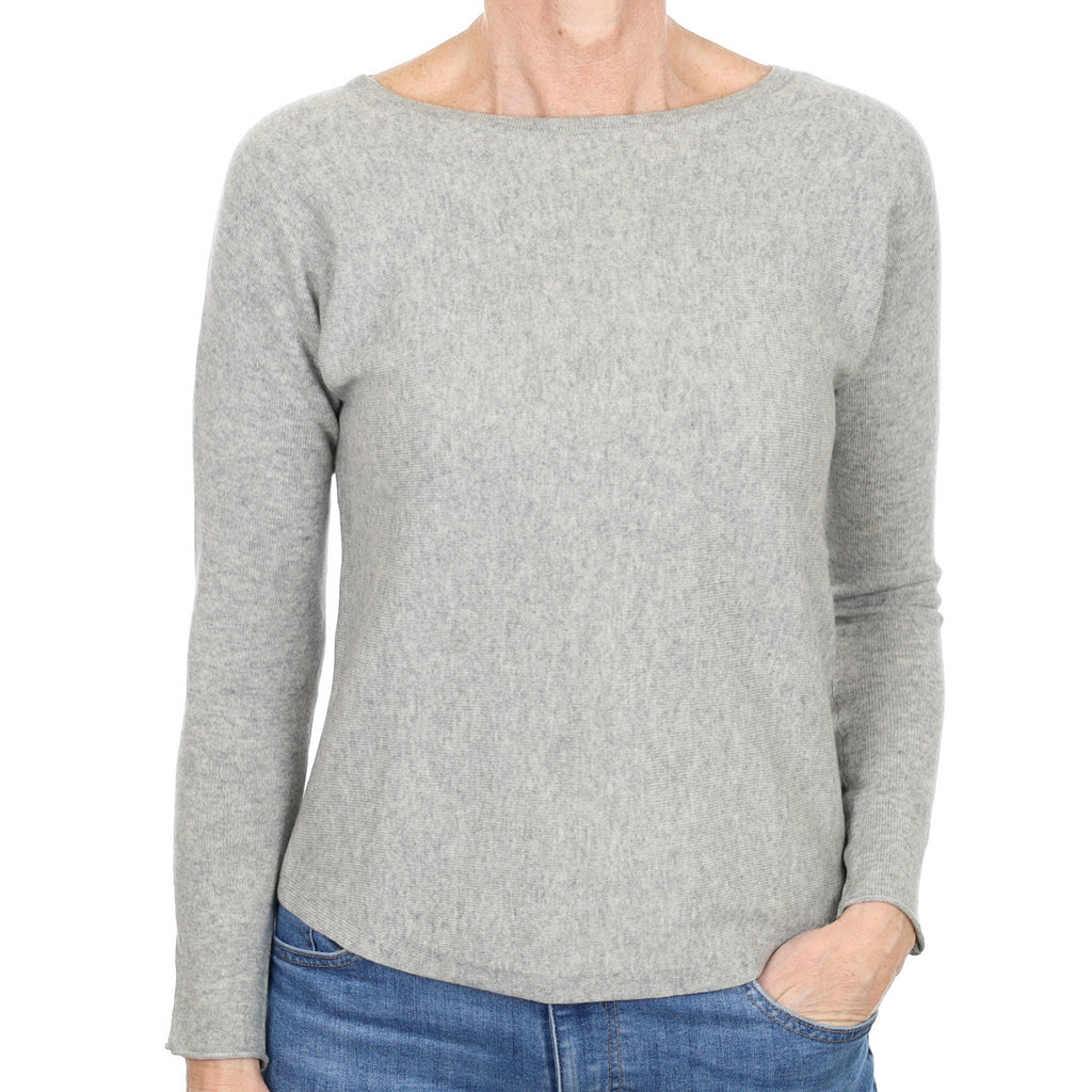 Smoke Grey Batwing Cashmere Crew Neck Jumper Small