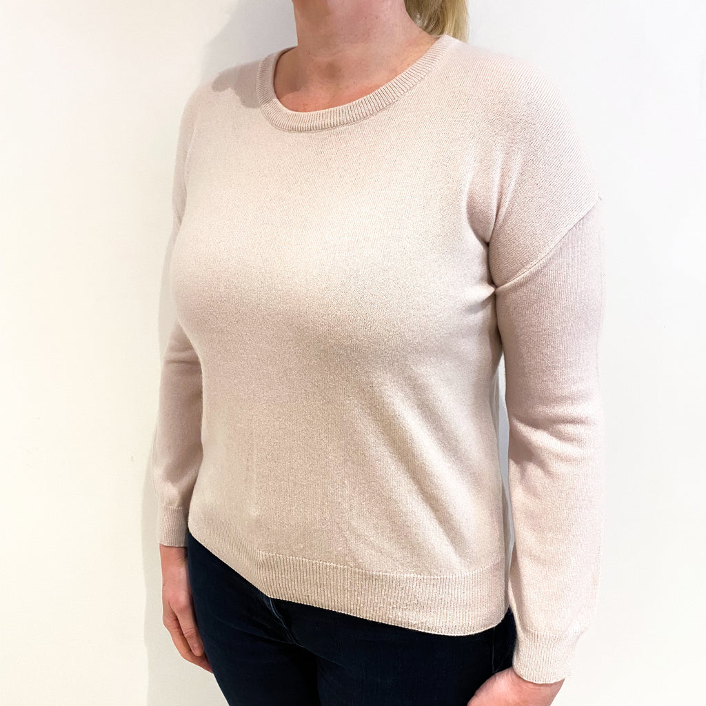 Alabaster Beige Cashmere Crew Neck Jumper Large