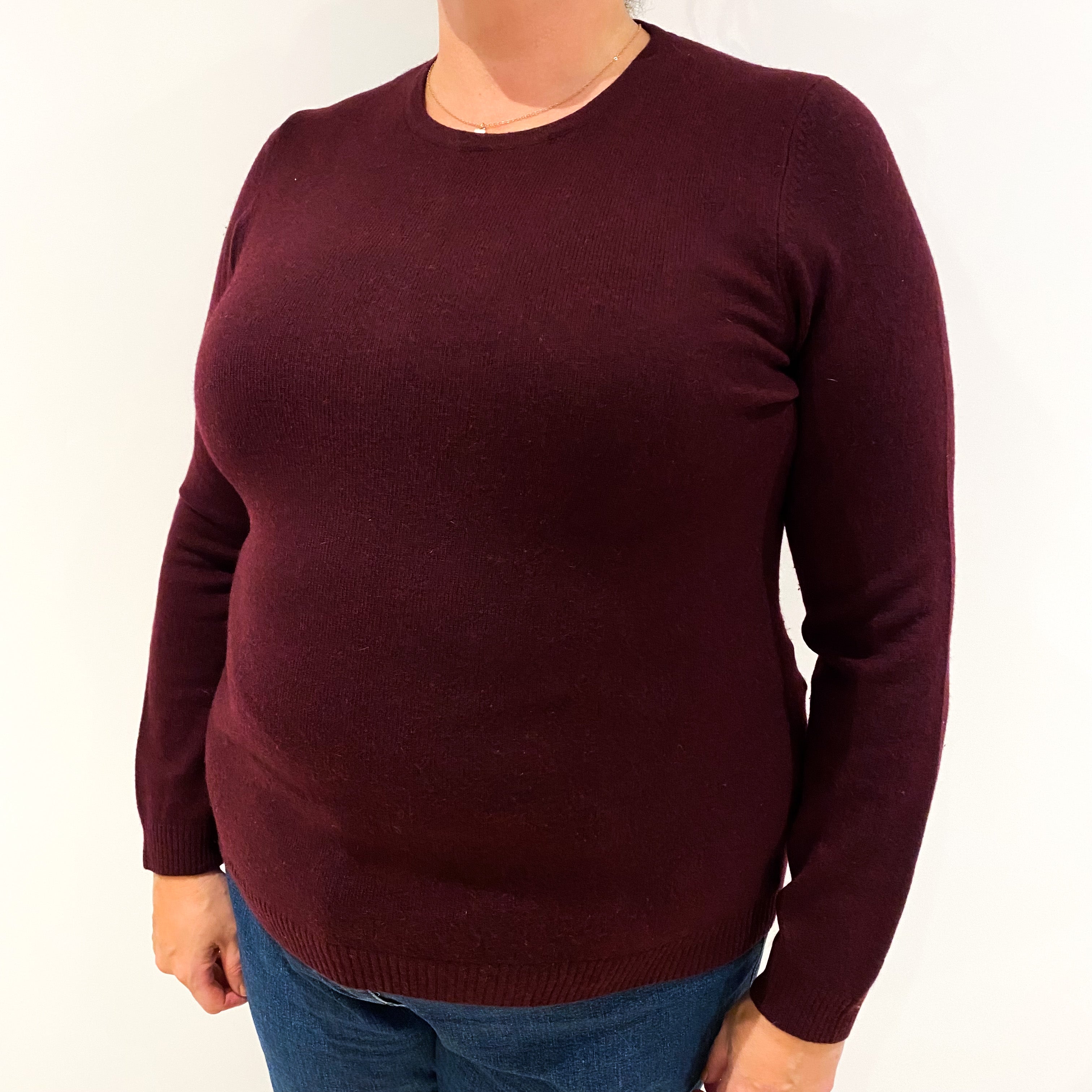 Mulberry Purple Cashmere Crew Neck Jumper Extra Large