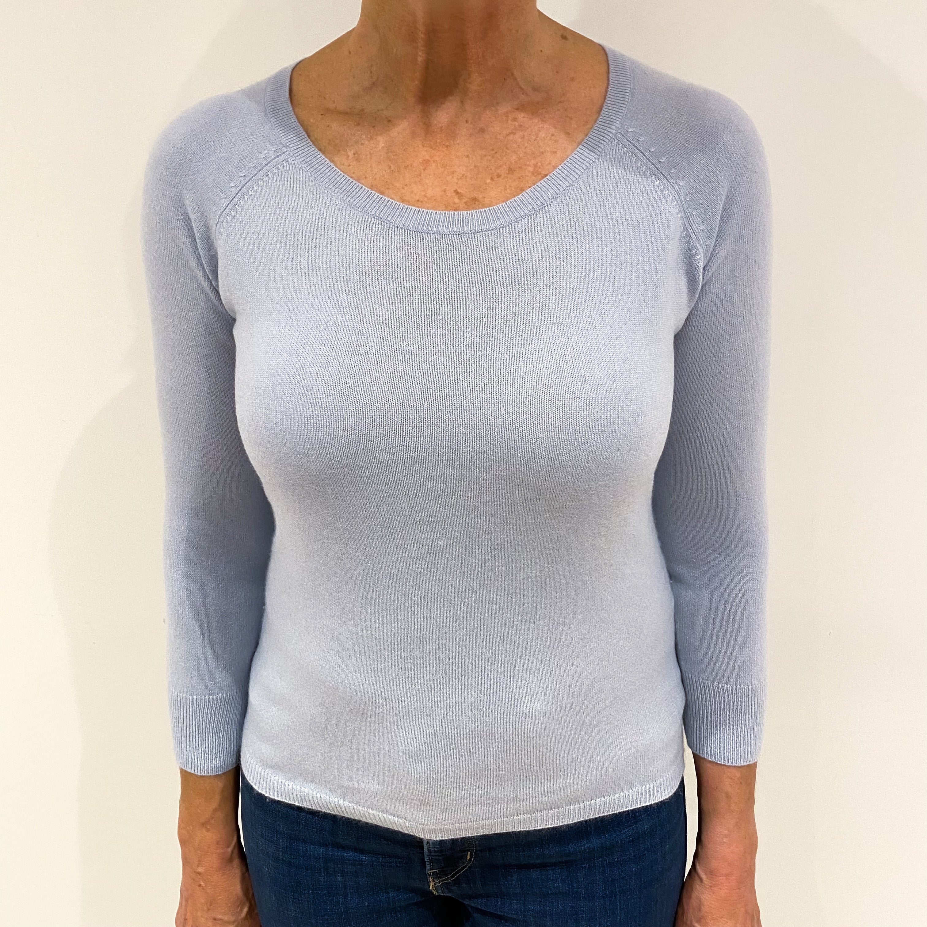 Pale Blue Cashmere Crew Neck Jumper Medium