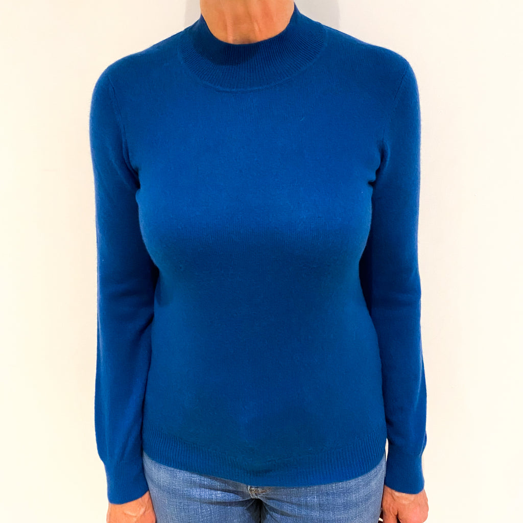Petrol Blue Cashmere Turtle Neck Jumper Medium