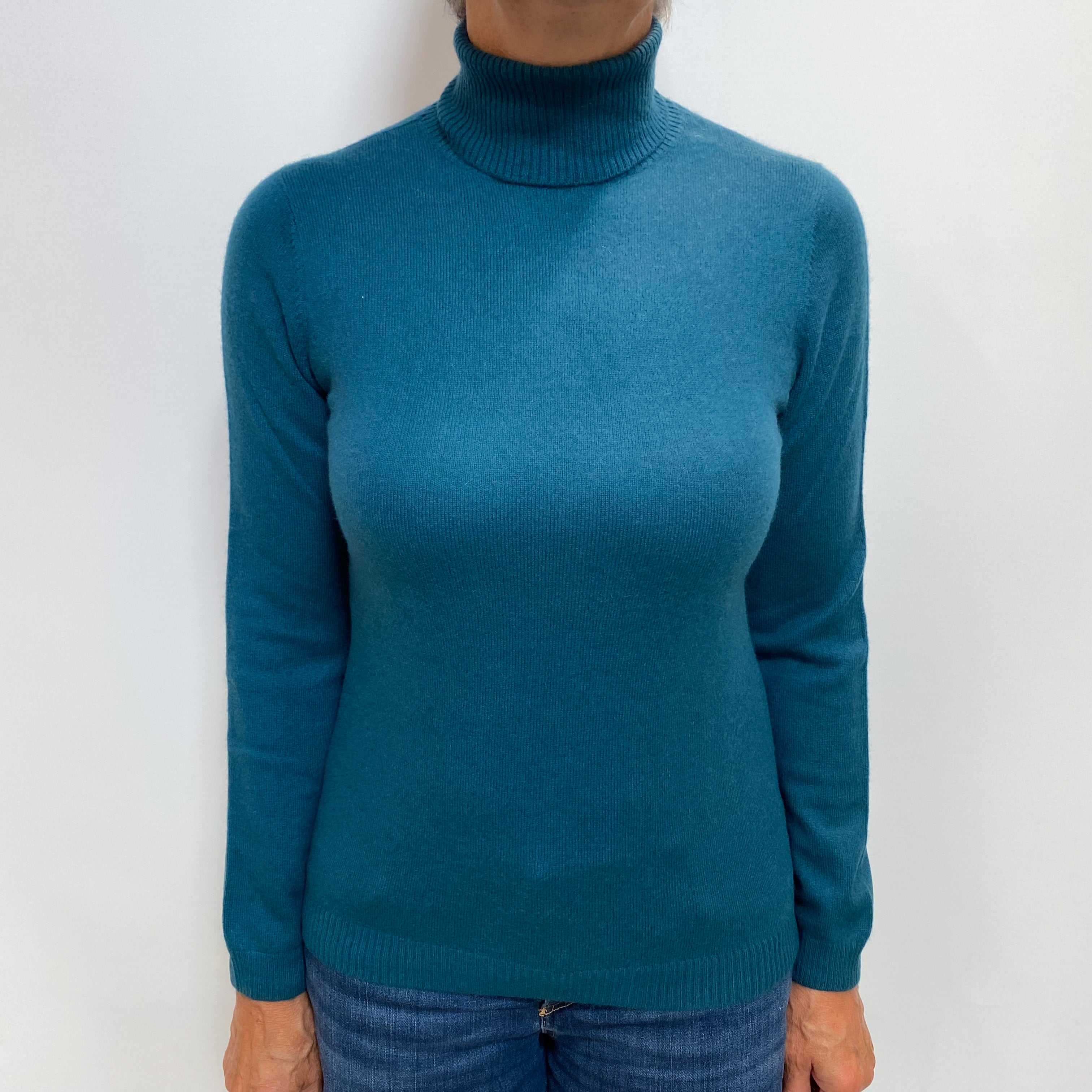 Forest Green Cashmere Polo Neck Jumper Medium