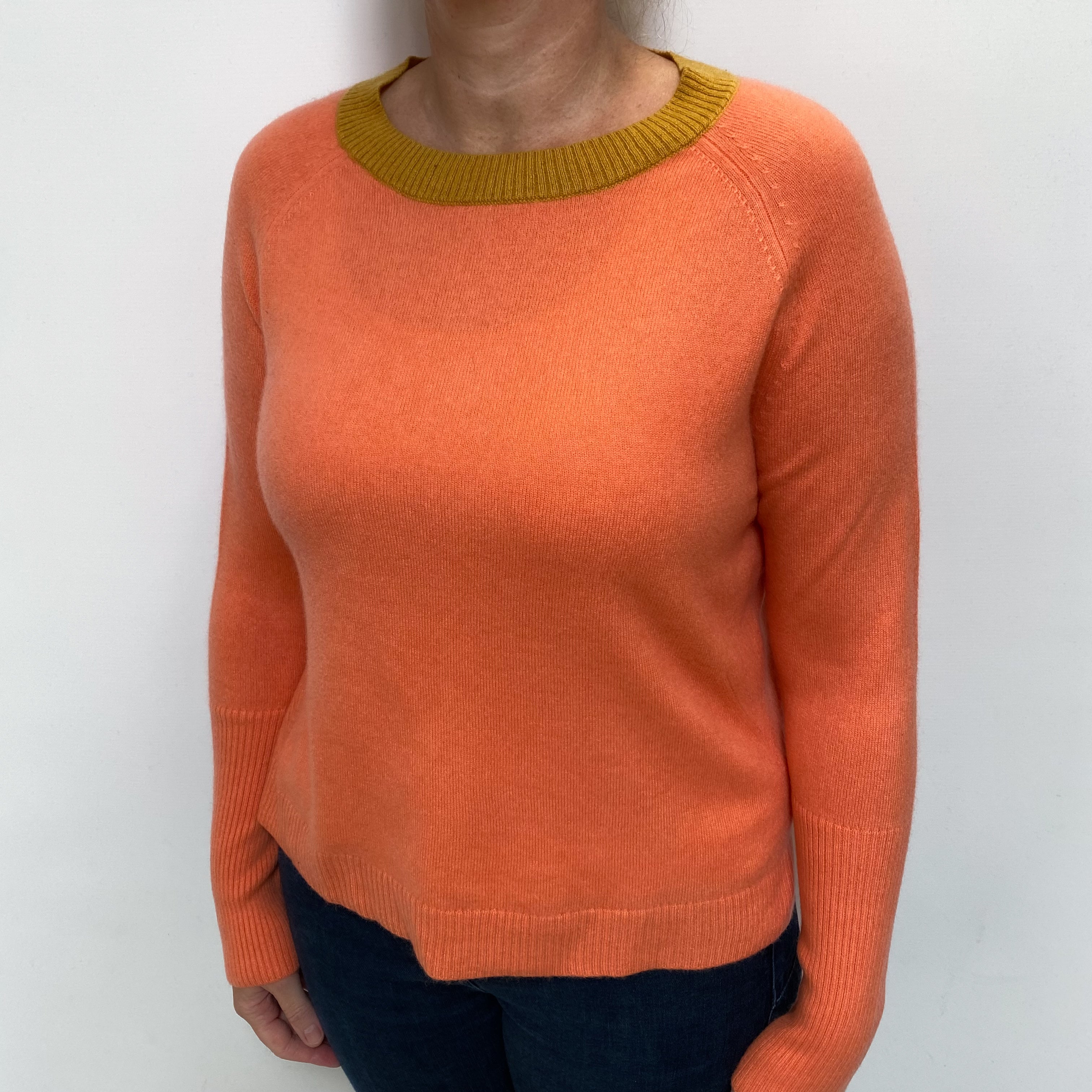 Tangerine Orange Cashmere Crew Neck Jumper Large