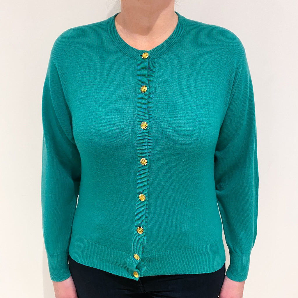Jade Green Cashmere Crew Cardigan Large