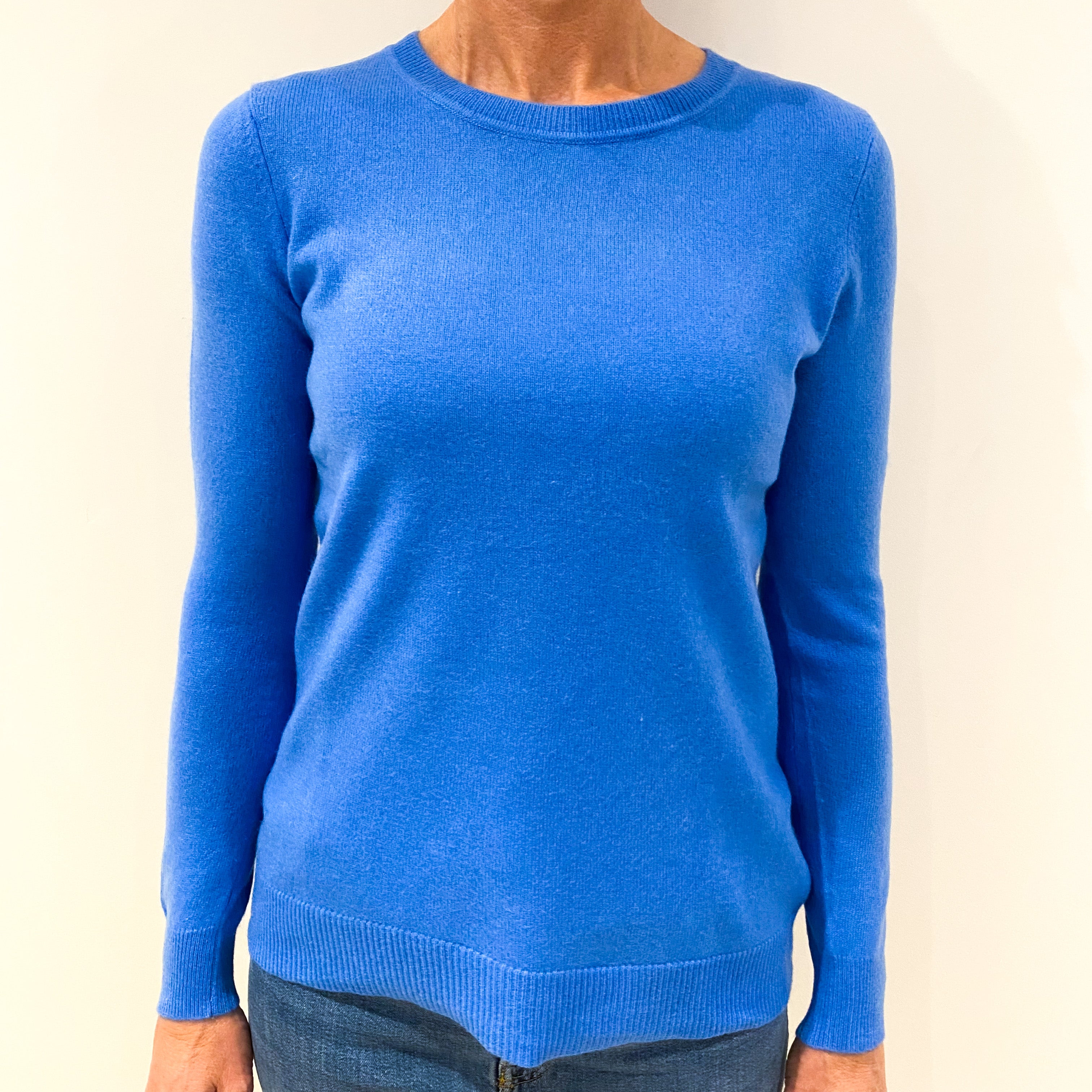 Cornflower Blue Cashmere Crew Neck Jumper Small