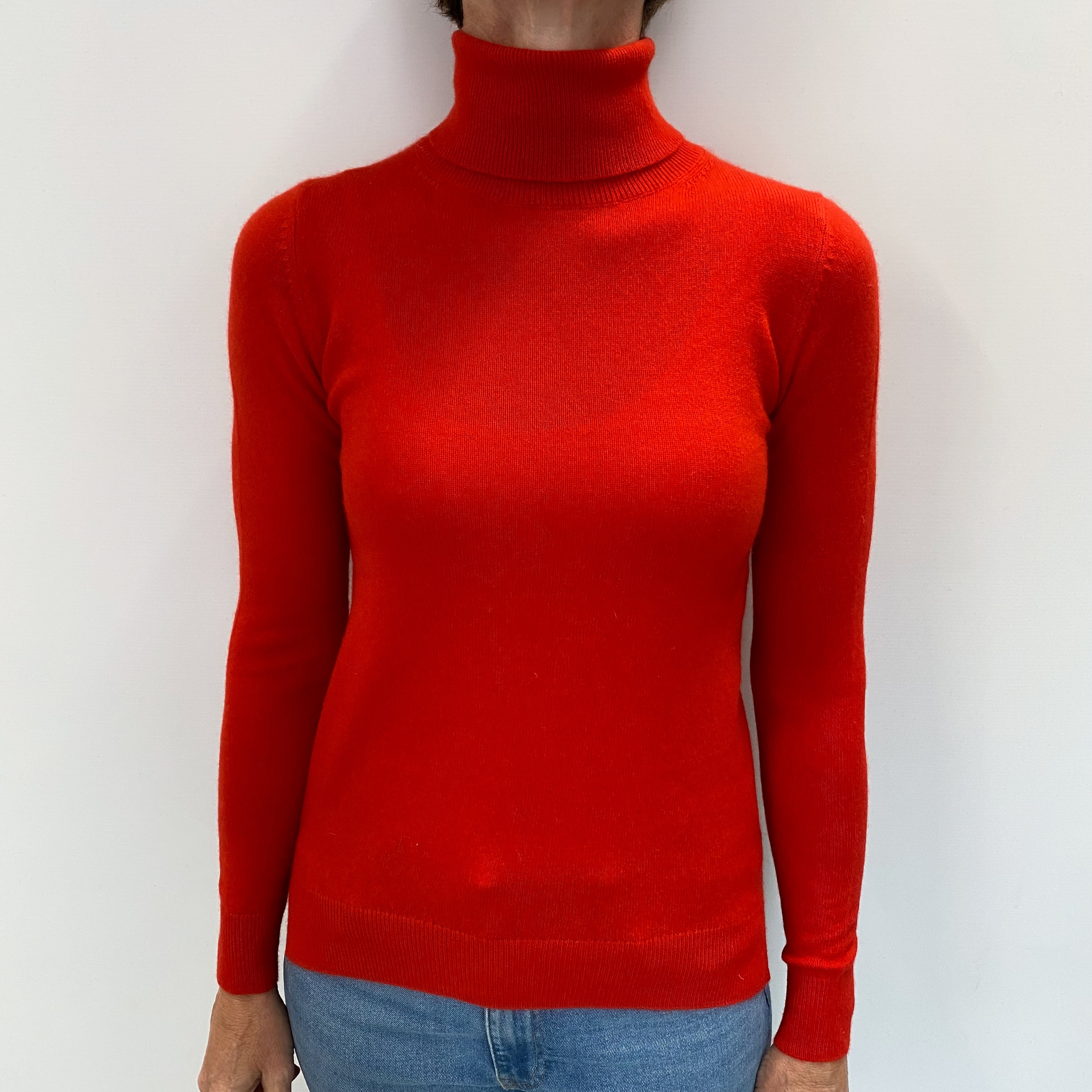Phoenix Red Cashmere Polo Neck Jumper Small